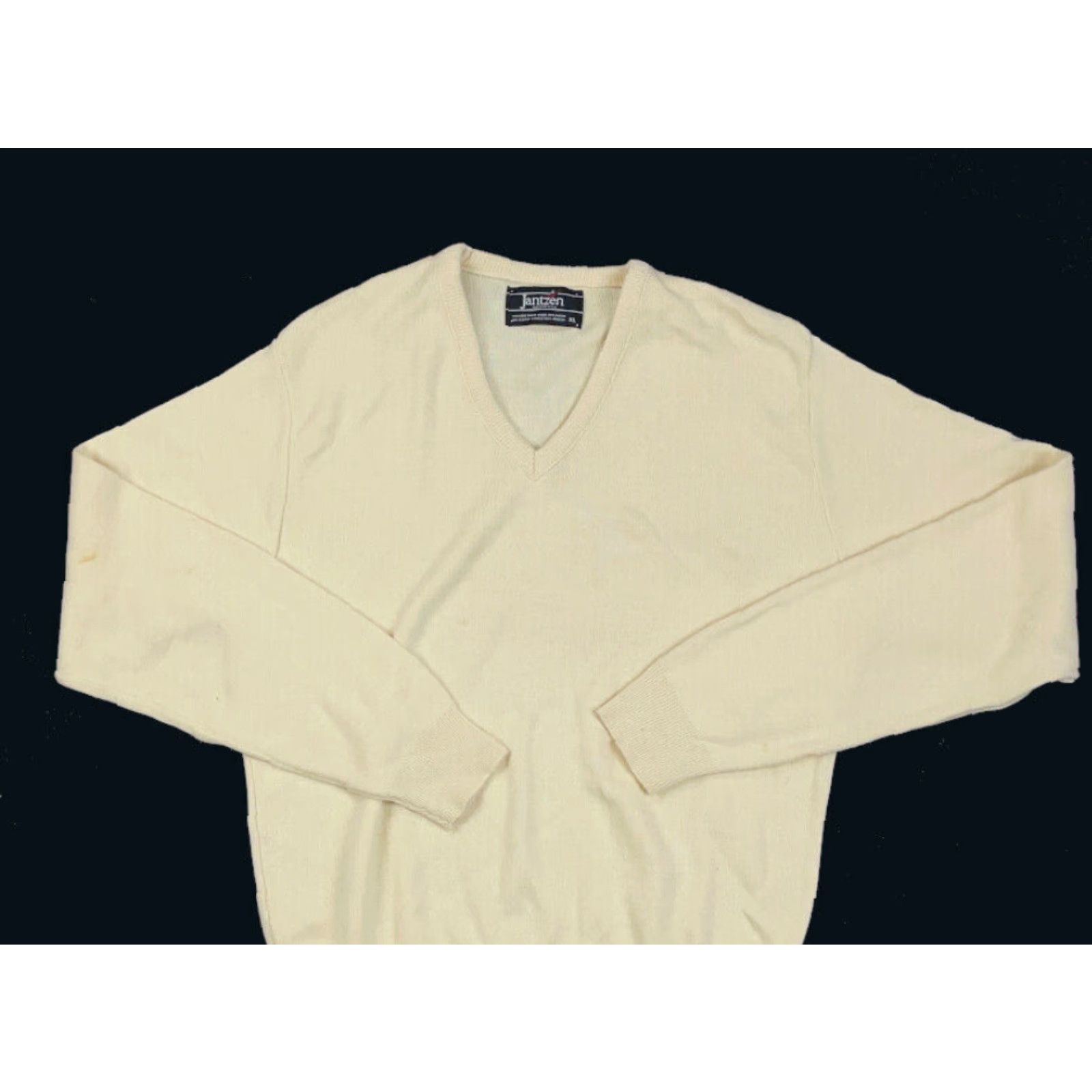 Jantzen VINTAGE Jantzen Sweater XL Pullover V-Neck Men Lightweight Acrylic 80s Yellow Size US XL / EU 56 / 4 - 3 Thumbnail