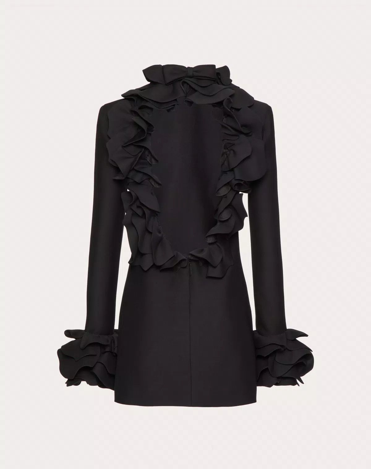 Valentino o1s1wg110426 Embroidered Crepe Couture Short Dress in Black Size M / US 6-8 / IT 42-44 - 3 Thumbnail