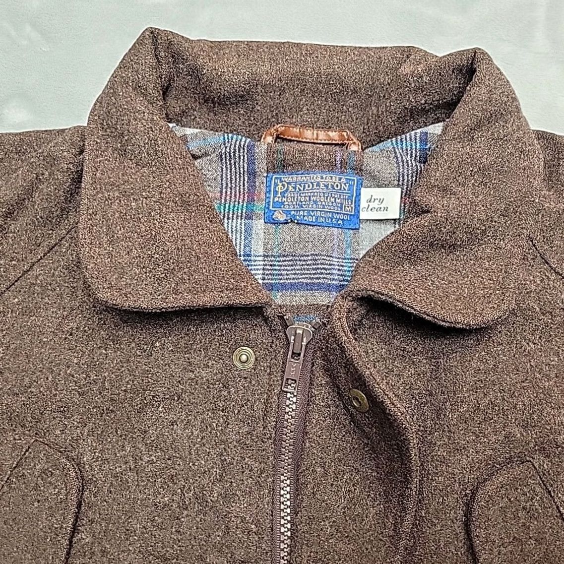 Pendleton VINTAGE Pendleton Wool Jacket Mens M Brown Bomber Jacket USA Zip Snap Read Size US M / EU 48-50 / 2 - 6 Thumbnail