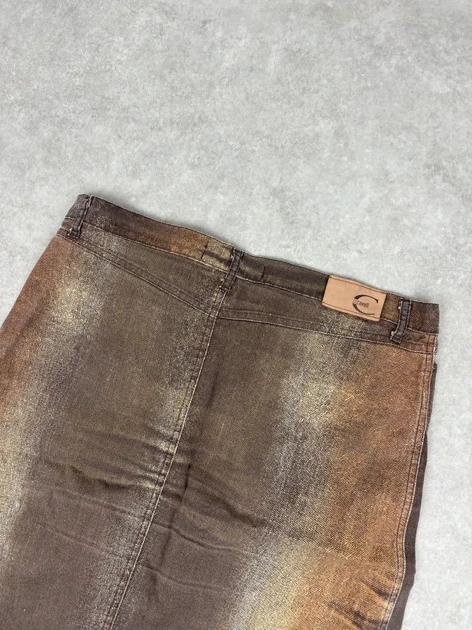 Just Cavalli SS2004 Cavalli Brown Denim Metallic Skirt Size 31" - 7 Thumbnail