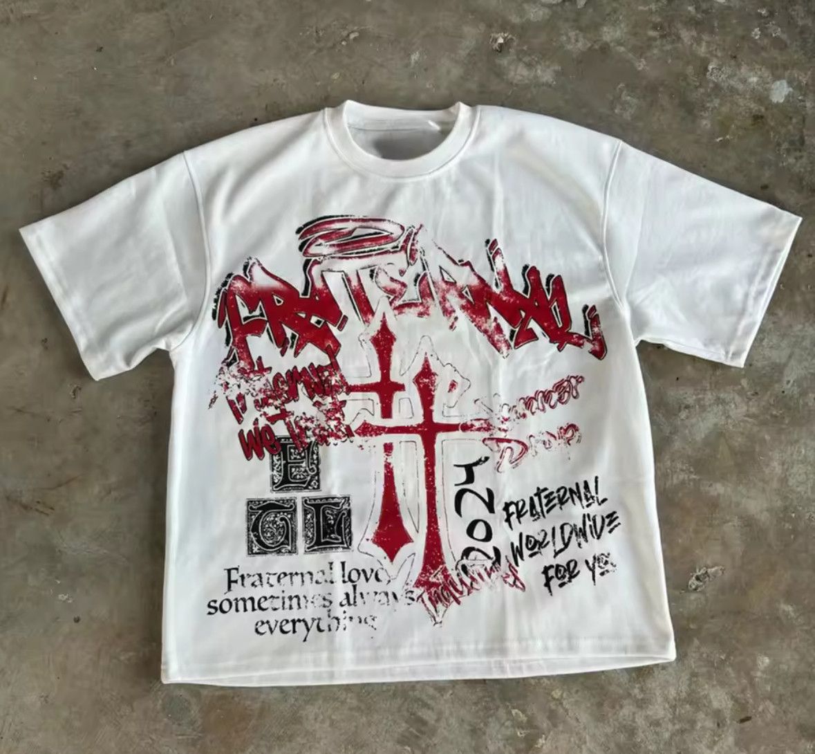 Other Street Retro Vintage Double Cross Graphic White T-Shirt Size US XL / EU 56 / 4 - 1 Thumbnail