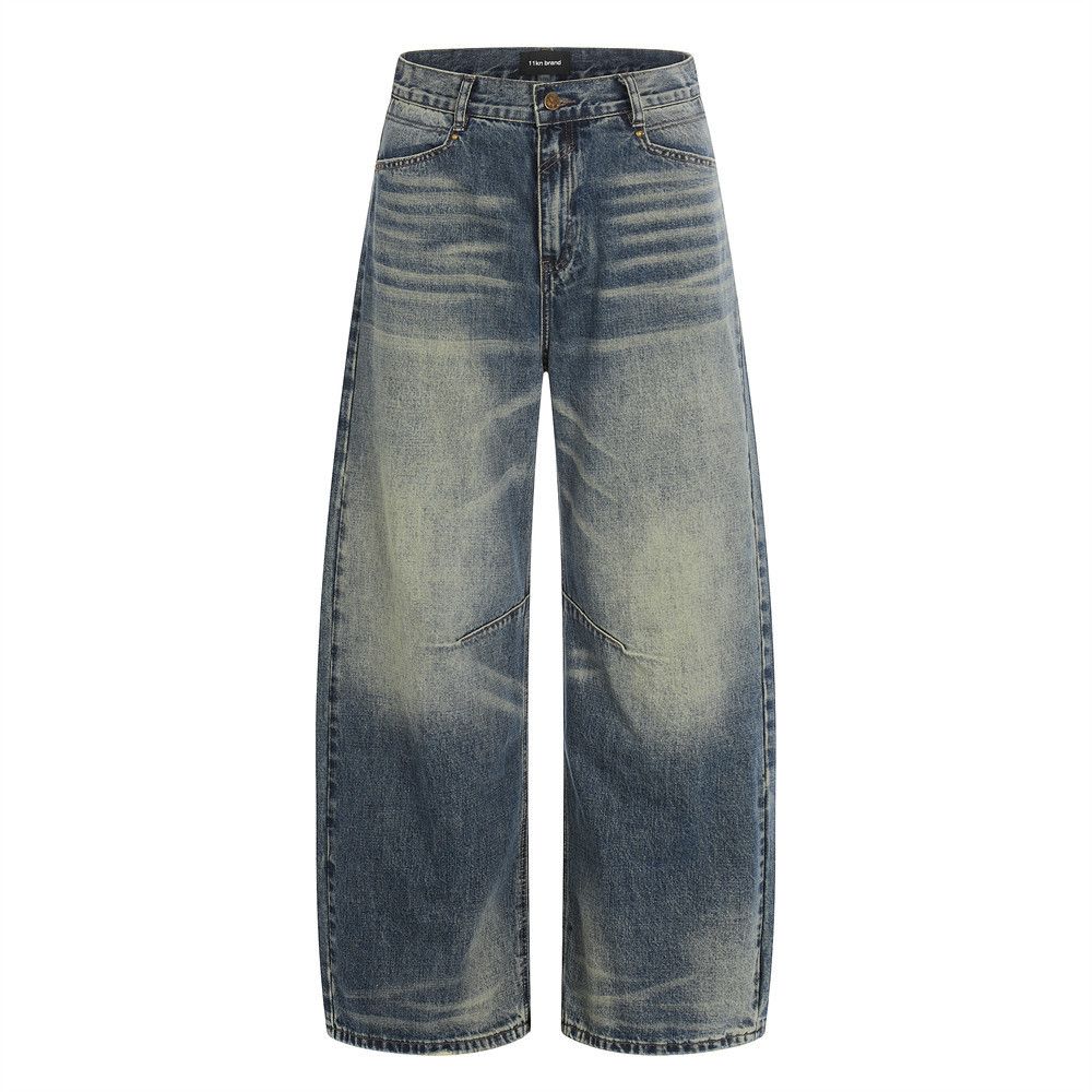 Vintage Vintage washed distressed loose casual men's curved jeans Size US 32 / EU 48 - 1 Thumbnail
