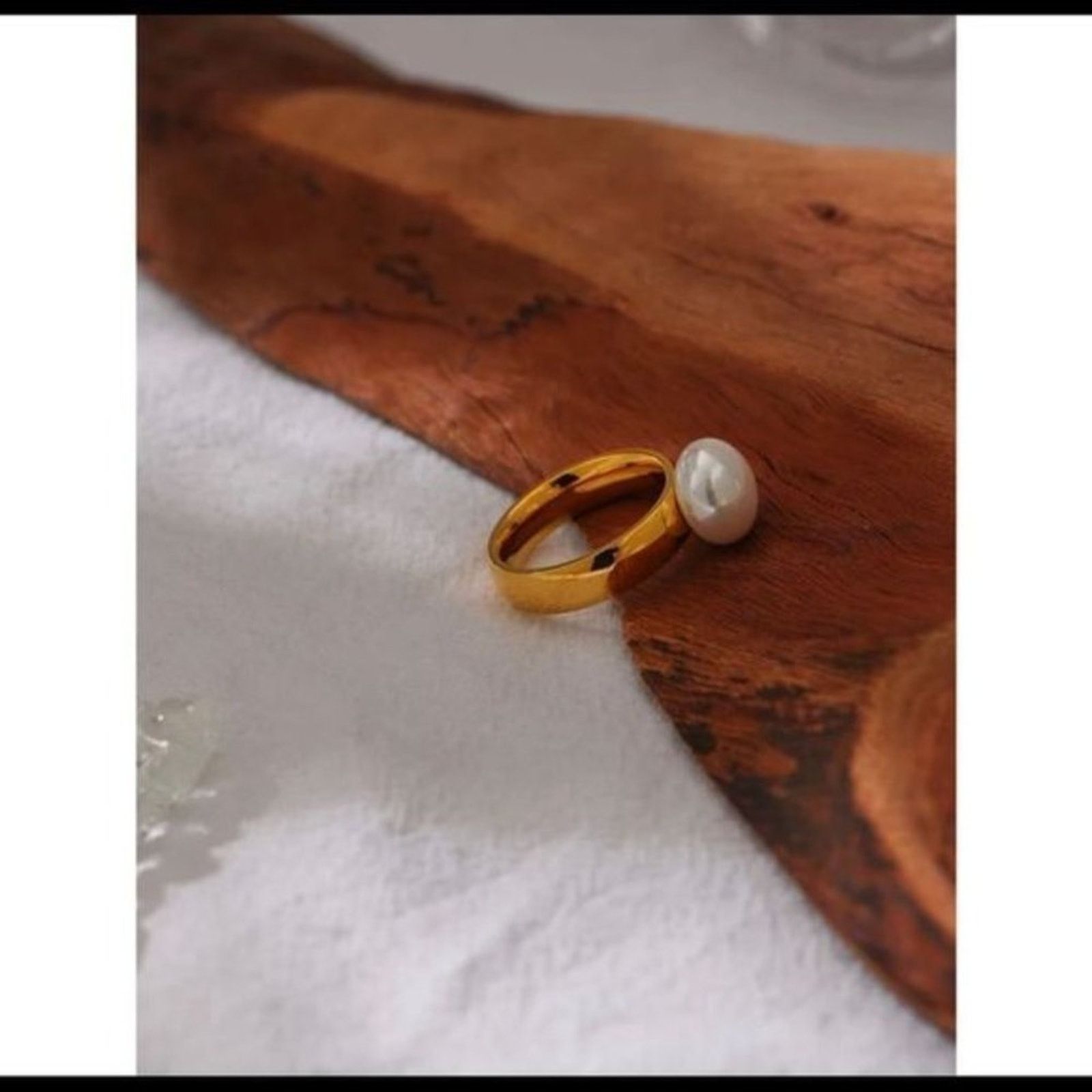 Other New 18k Gold Pearl Ring 6, 7, 8 Size ONE SIZE - 5 Thumbnail