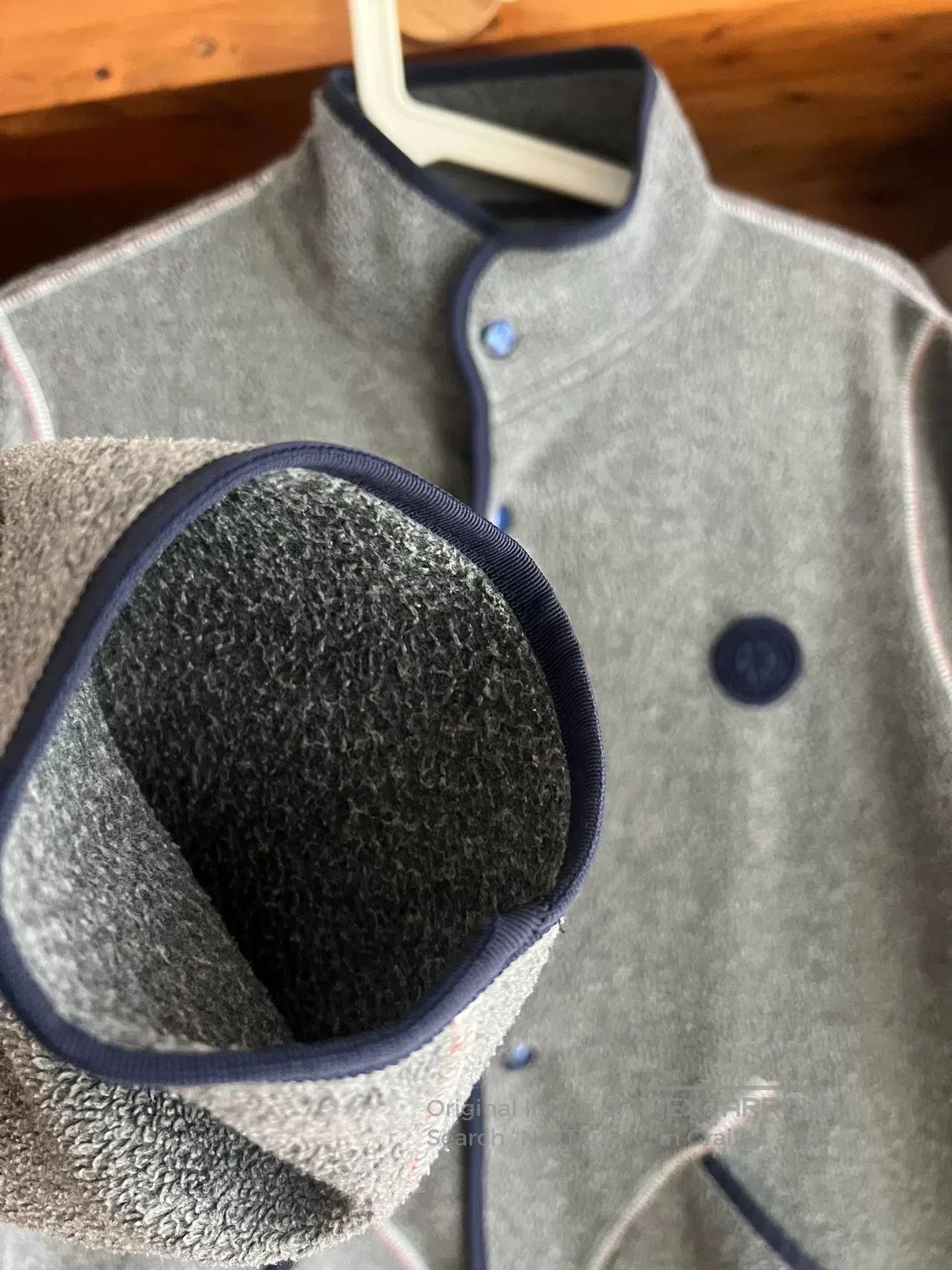 Porter Classic stylish gray fleece jacket with blue accents. Size US S / EU 44-46 / 1 - 4 Thumbnail