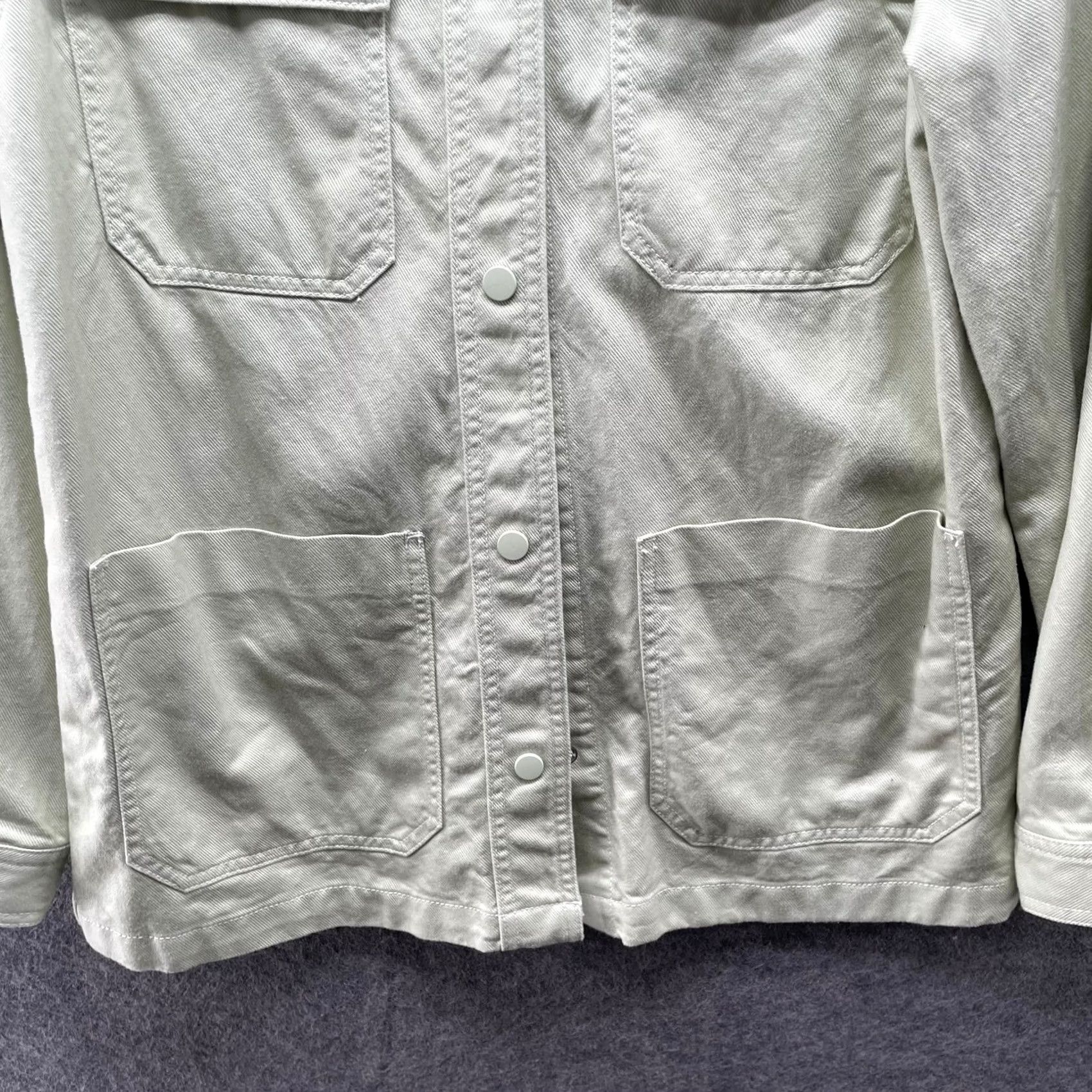 Primark Primark Cotton Lyocell Shacket Womens S Sage Green Relaxed Shirt Jacket Size S / US 4 / IT 40 - 4 Thumbnail