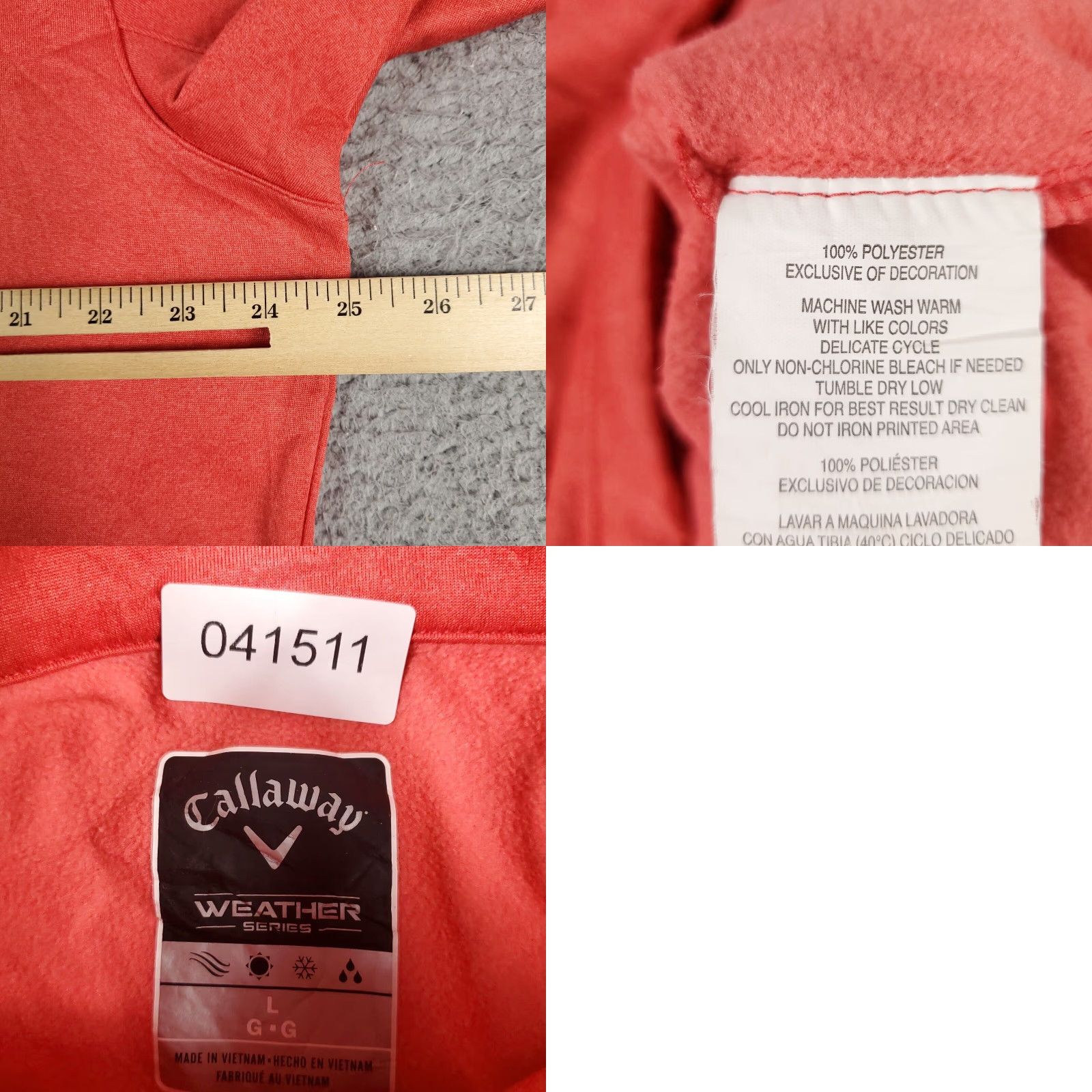 Callaway Callaway Mens Large Red 1/4 Zip Up Golf Casual Pullover Sweater Tee? Size US L / EU 52-54 / 3 - 8 Thumbnail