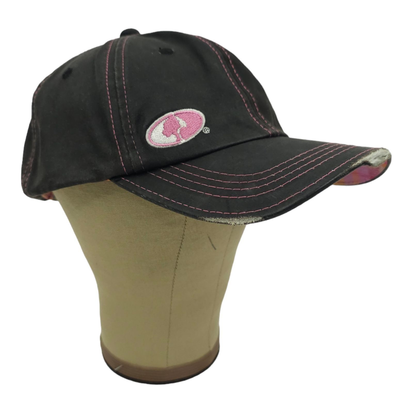 Signatures Mossy Oak Black Pink Distressed Tuck Strap Adjustable Cap Size ONE SIZE - 3 Thumbnail