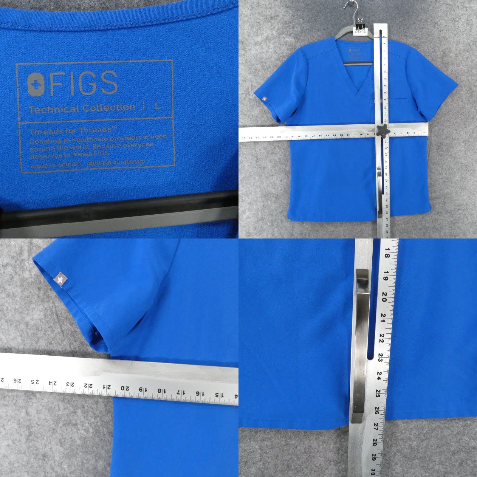 Vintage FIGS Scrub Top Womens Large Short Sleeve Blue Technical Collection Medical Size L / US 10 / IT 46 - 8 Thumbnail