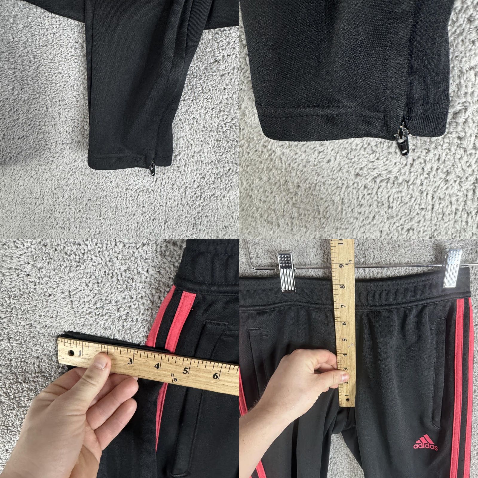 Adidas Adidas Climacool Track Pants Mens XS Black Pink 3 Stripe Zip Ankle Athletic Track Pants Mens XS Black Pink Striped Climacool Tapered Size US 27 - 8 Thumbnail