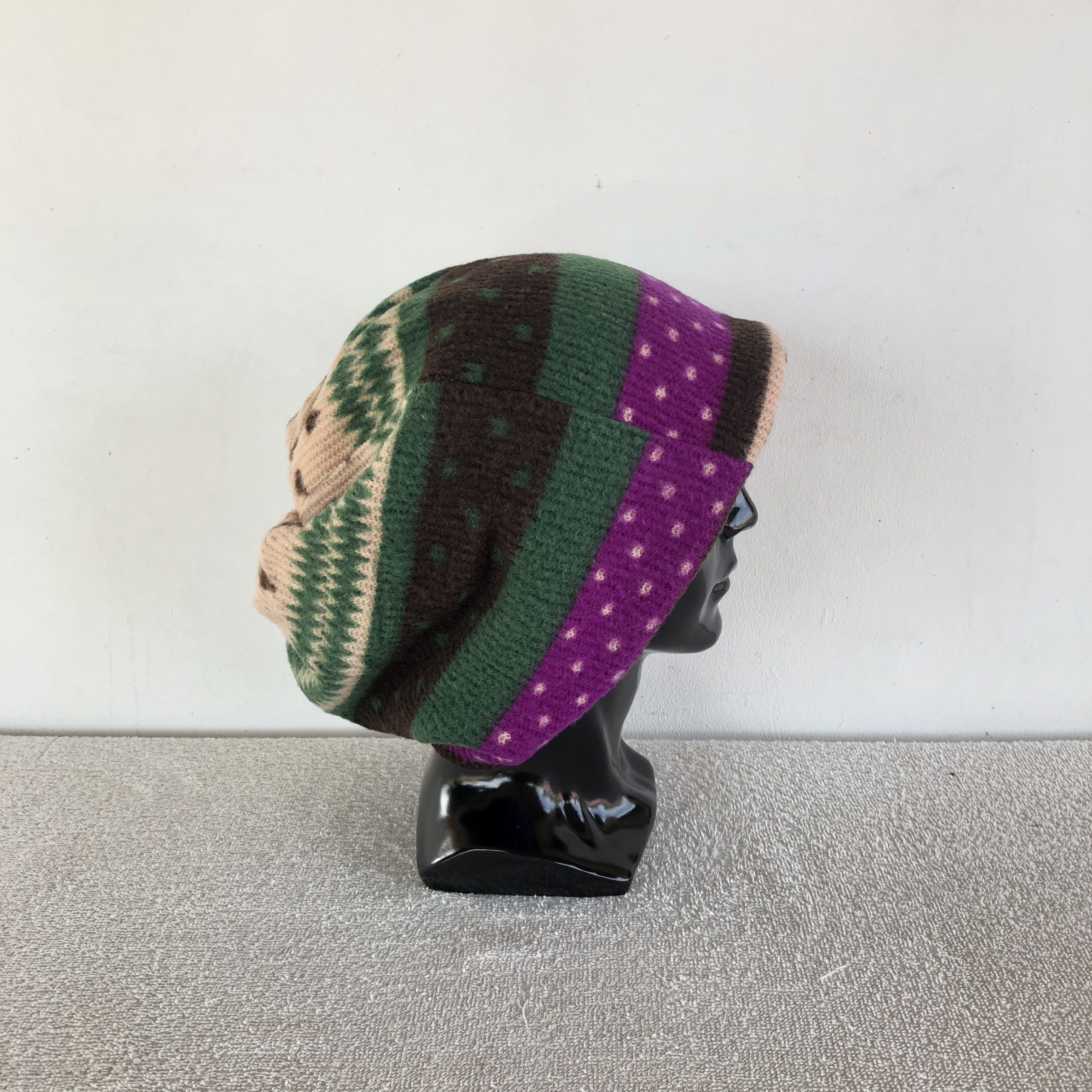Japanese Brand Vintage 90s Unknown Cable Knit Earflap Beanie Snow Caps Hats Size ONE SIZE - 3 Thumbnail