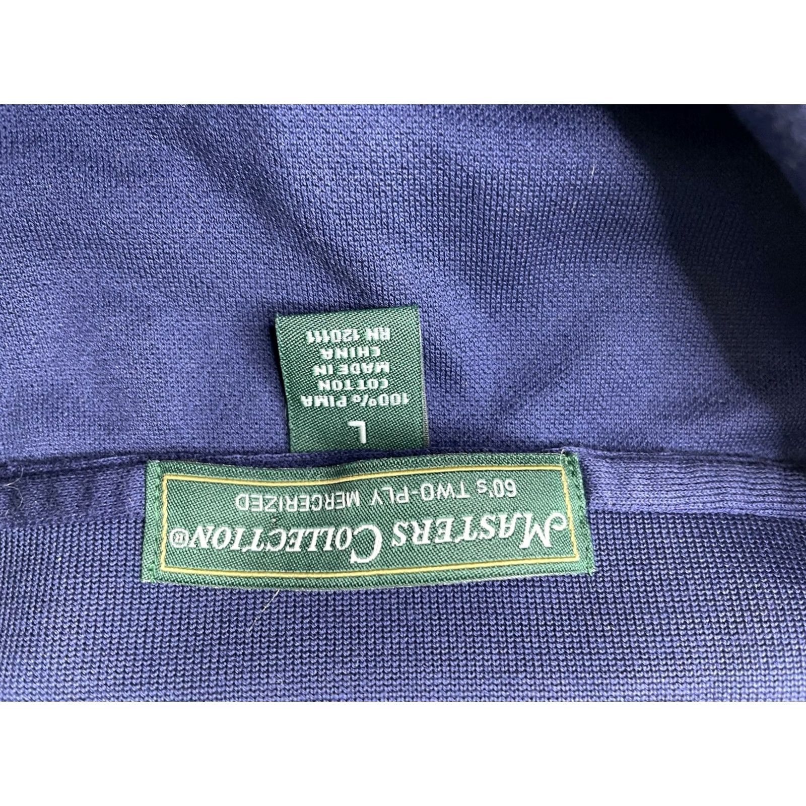 Vintage Masters Collection Men Polo Shirt Golf Blue 60s Navy L Short Sleeve 100% Cotton Regular Pullover Collared Knit Button Logo Sports Classic Vintage: No Size US L / EU 52-54 / 3 - 3 Thumbnail