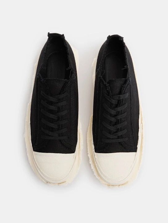 Yohji Yamamoto o1lsvrm0525 Low Top Lace-Up Sneakers in Black/White Size US 10 / EU 43 - 2 Thumbnail