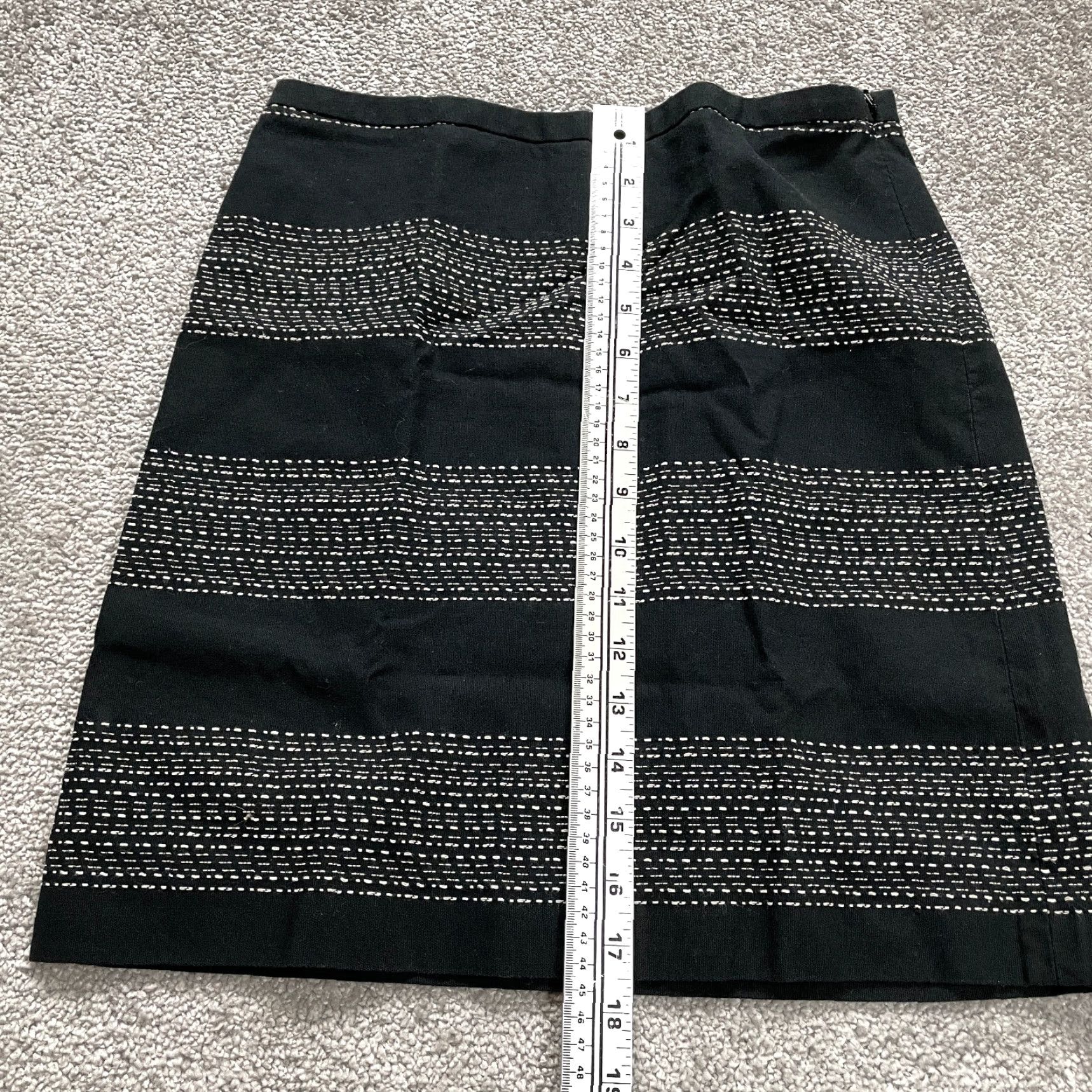 Loft LOFT Ann Taylor Skirt Mini Black White Striped Cotton Lined Womens 0 Short 0 Black White Striped Cotton Lined Zipper Vintage No Size 25" / US 0 / IT 36 - 2 Thumbnail