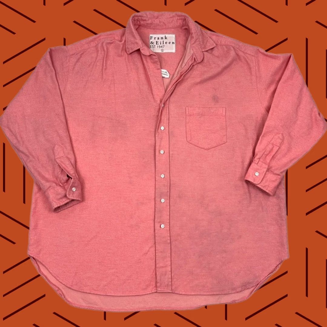 Frank & Eileen VINTAGE Frank & Eileen Shirley Shirt Womens L Oversized Pink Woven Cotton Button Up Prep Size L / US 10 / IT 46 - 1 Thumbnail