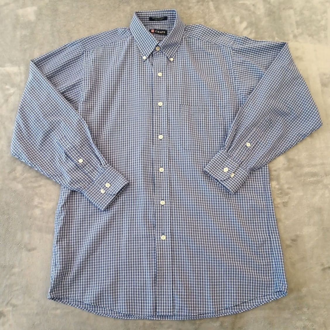 Chaps Chaps Shirt Mens Medium Blue Plaid Long Sleeve Button Down Cotton Blend Regular M Navy/Blue Mens Size US M / EU 48-50 / 2 - 2 Thumbnail