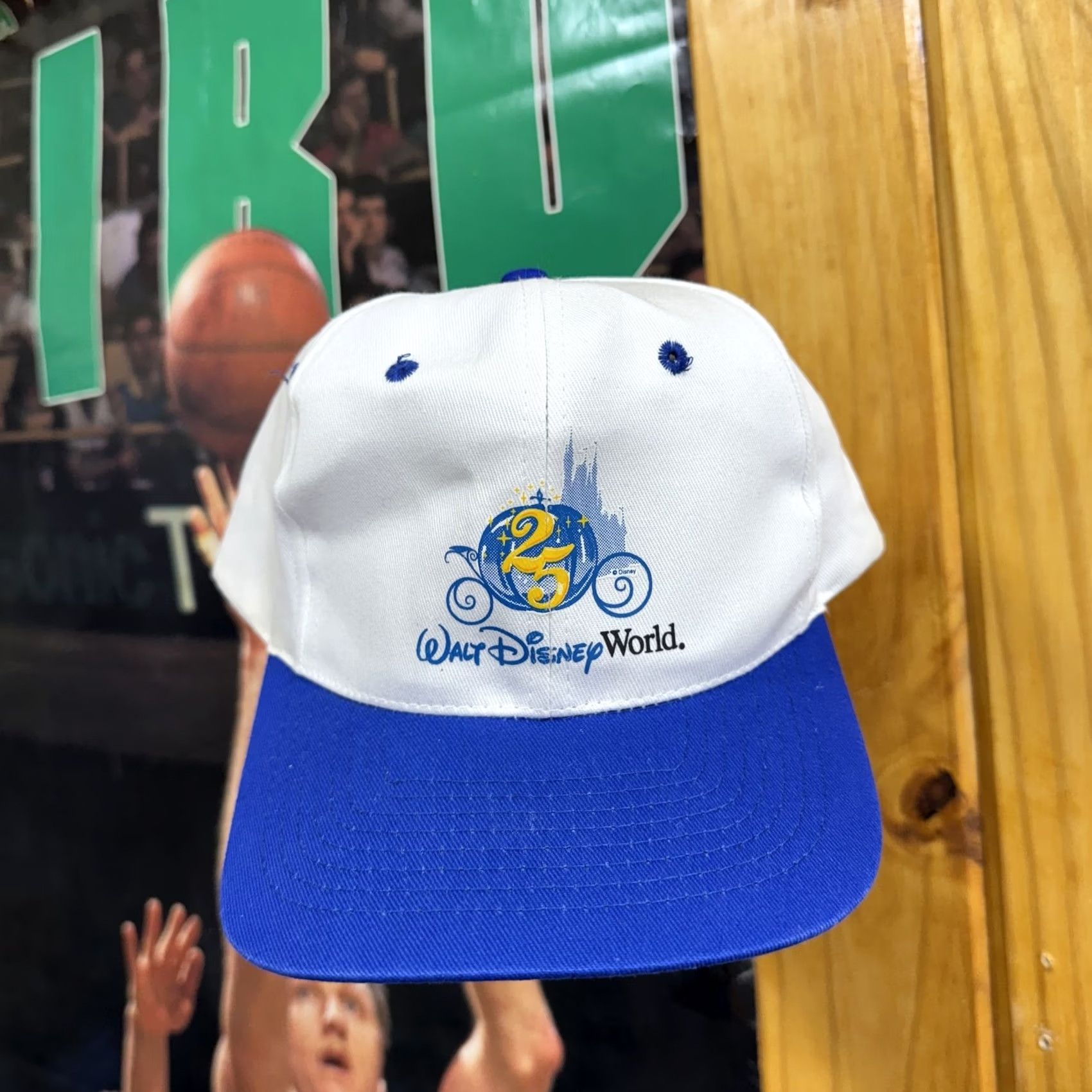 Disney VINTAGE Walt Disney World Hat Cap Snap Back White Blue 25th Anniversary Mens 90s Size ONE SIZE - 2 Thumbnail