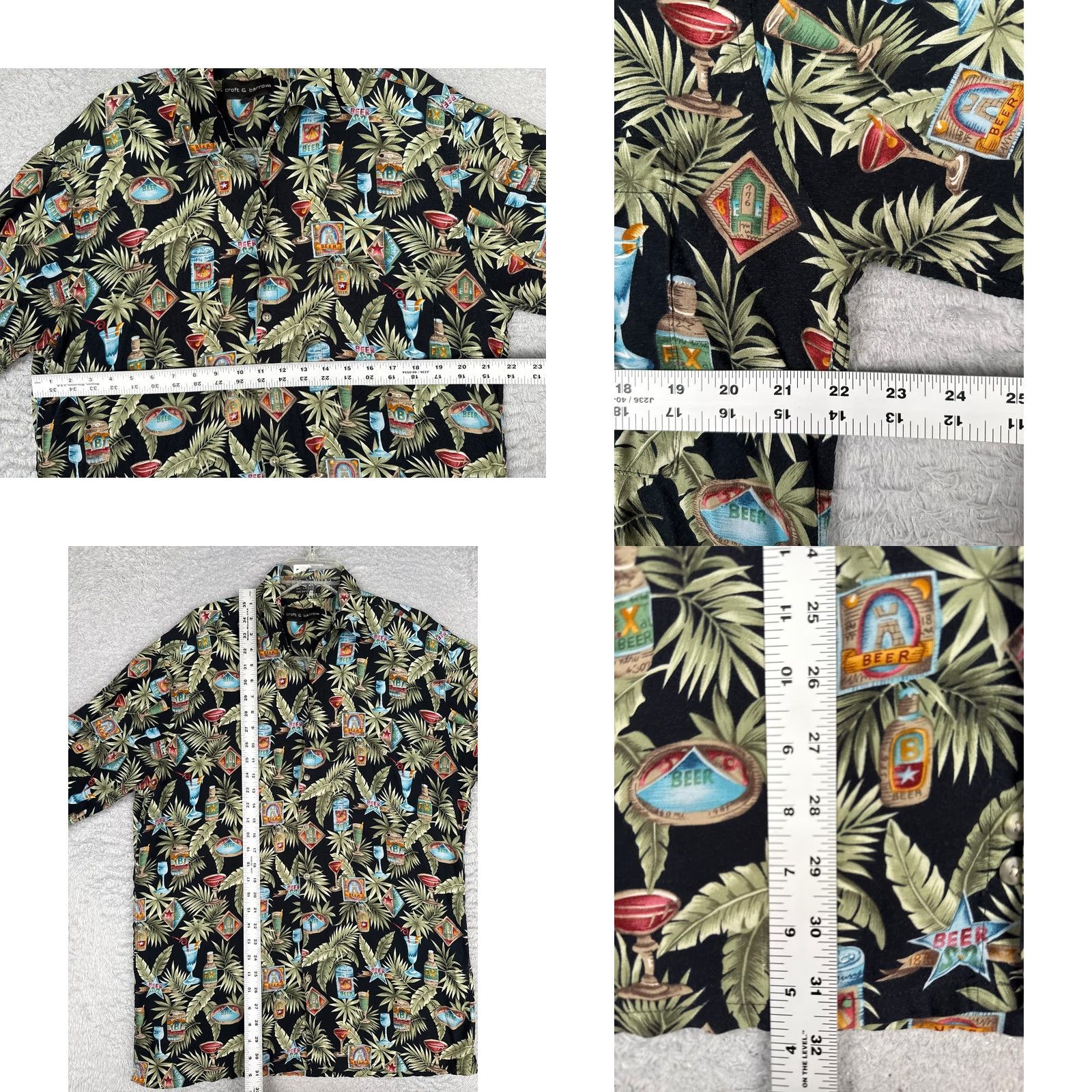 Croft & Barrow Croft & Barrow Shirt Men Large Black Tall Floral Hawaiian Button-Through Rayon Vintage No Size US L / EU 52-54 / 3 - 8 Thumbnail