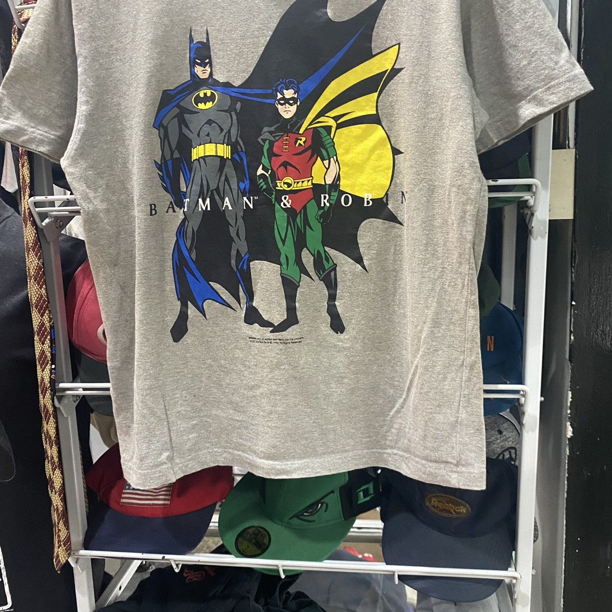 DC Comics × Vintage 1996 Batman and Robin Cartoon Movie Promo t shirt. Size US M / EU 48-50 / 2 - 4 Thumbnail