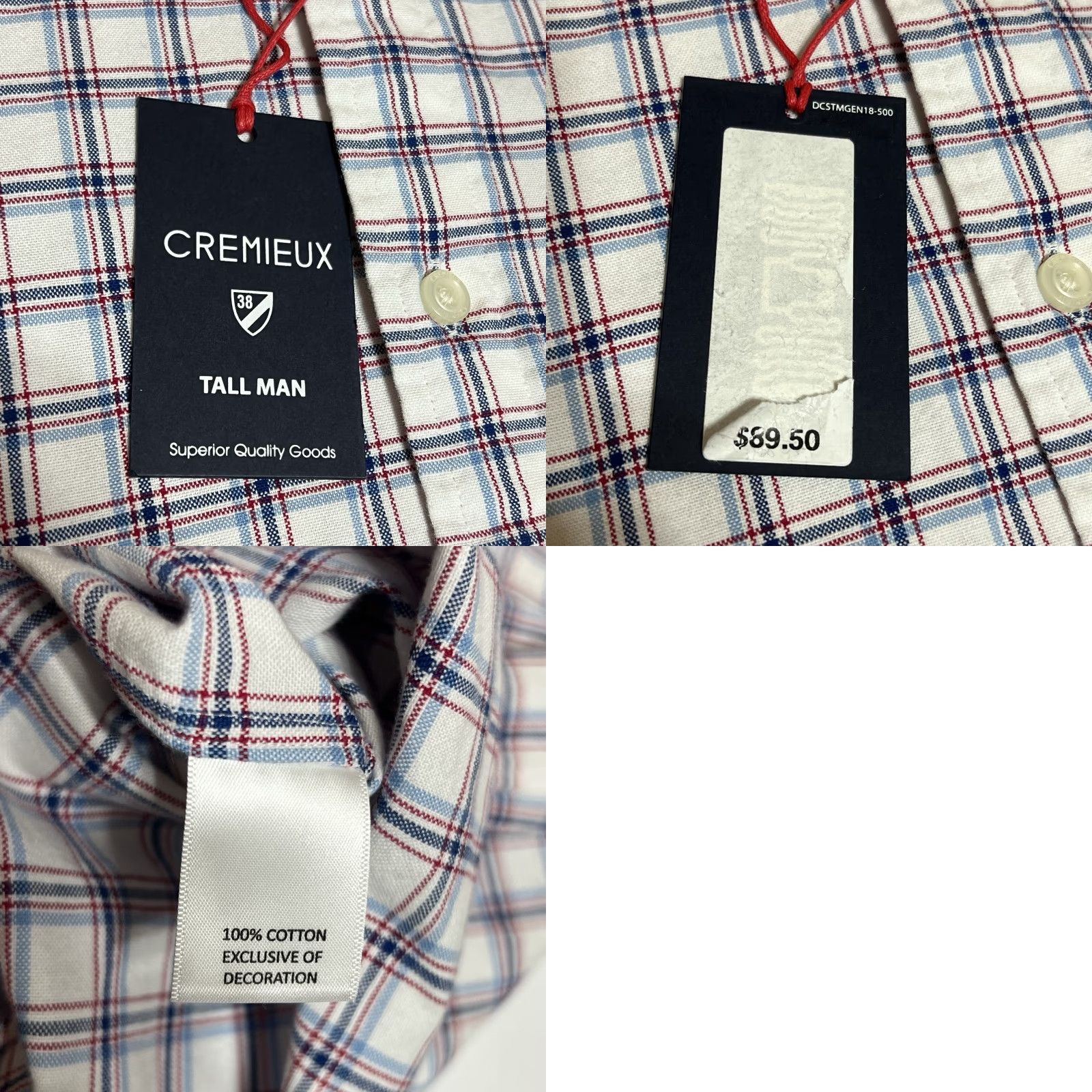 Cremieux CREMIEUX Mens 4XT Plaid Button Down Shirt 100% Cotton Flannel Long Sleeve NWT Size US XXL / EU 58 / 5 - 8 Thumbnail