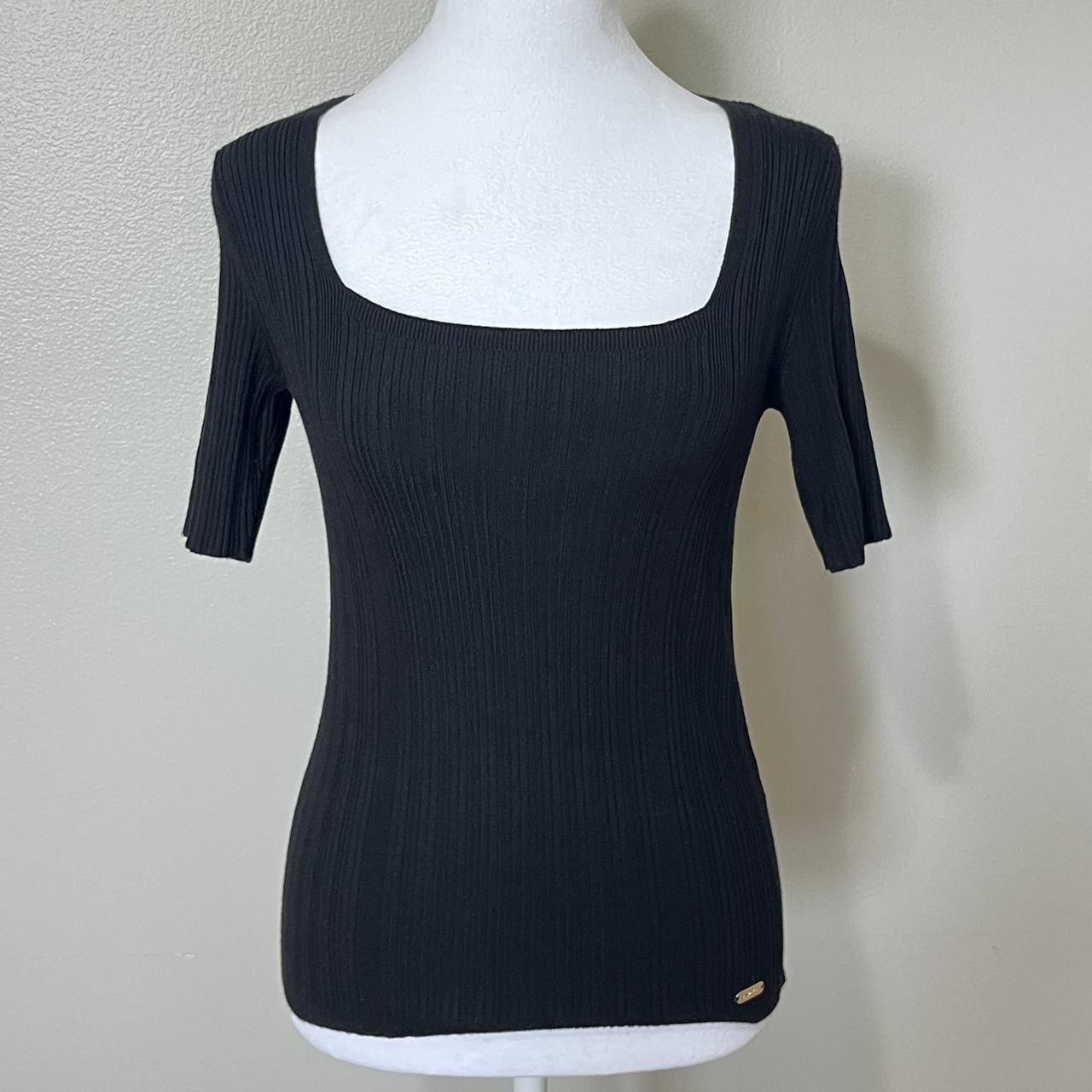 Calvin Klein Calvin Klein Black Square Neckline Short Sleeve Tee Size XS / US 0-2 / IT 36-38 - 1 Thumbnail