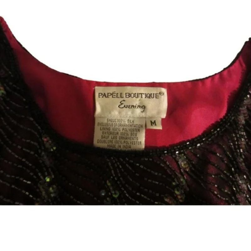 Adrianna Papell Papell Boutique Evening Red Silk Beaded Tank Top M Size M / US 6-8 / IT 42-44 - 3 Thumbnail