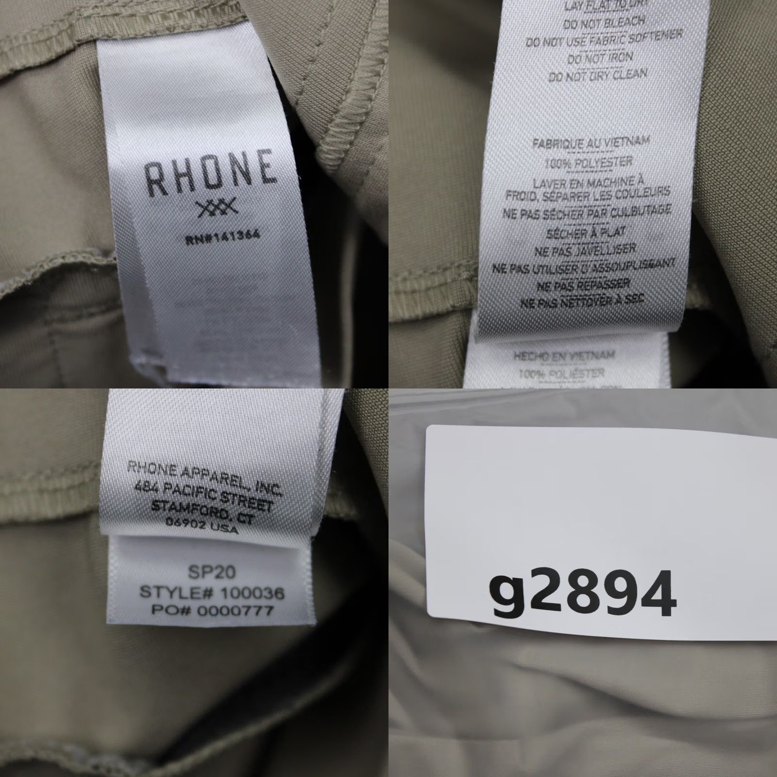 Rhone Rhone Mens 36 Beige Nylon Stretch Commuter Pants Size US 36 / EU 52 - 10 Thumbnail