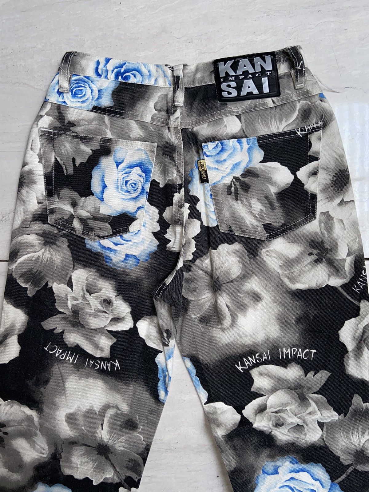 Kansai Yamamoto KANSAI IMPACT Flower Patterned Jeans Size US 28 / EU 44 - 6 Thumbnail