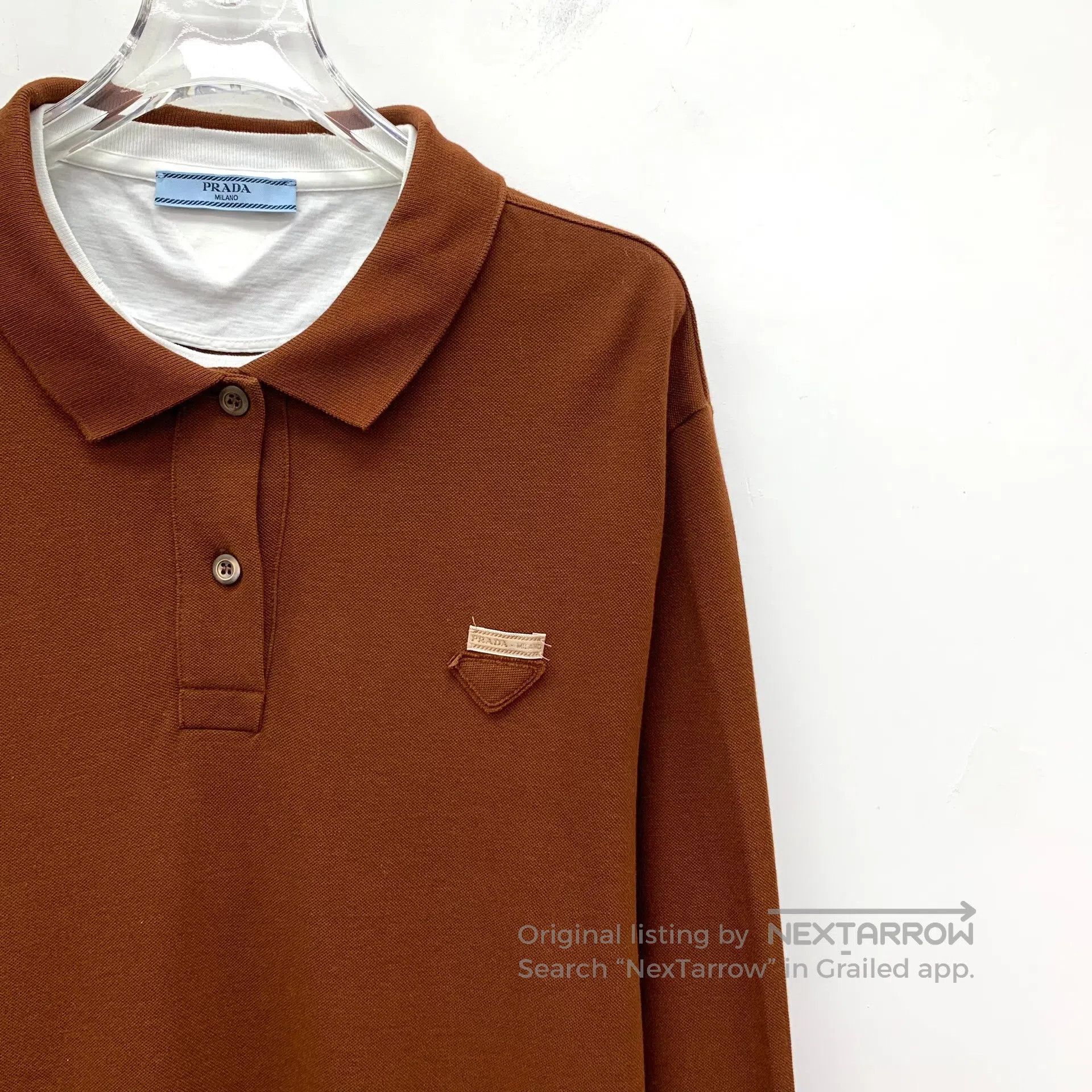 Prada Prada Deep Brown Triangular Logo Cotton Lapel Single Breas Size US XS / EU 42 / 0 - 3 Thumbnail