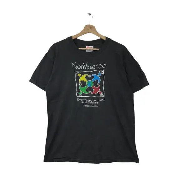 Vintage Vtg 80’ NONVIOLENCE MARTIN LUTHER King Tee Shirt Social Size M / US 6-8 / IT 42-44 - 1 Thumbnail