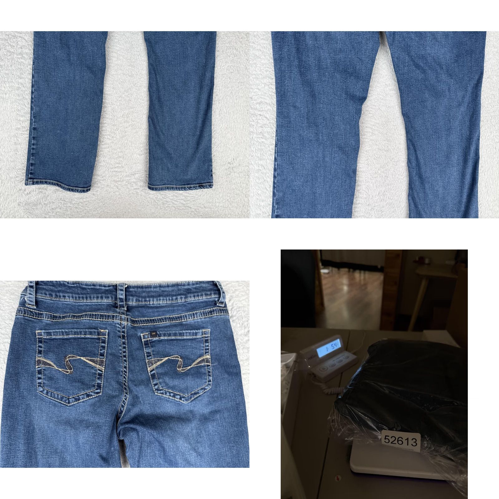 Lee Lee Jeans Womens 12 Short Blue Midrise Fit Straight Leg Denim with Stretch - 5-Pocket, Zip Fly - Regular Size 34" / US 12 / IT 48 - 10 Thumbnail