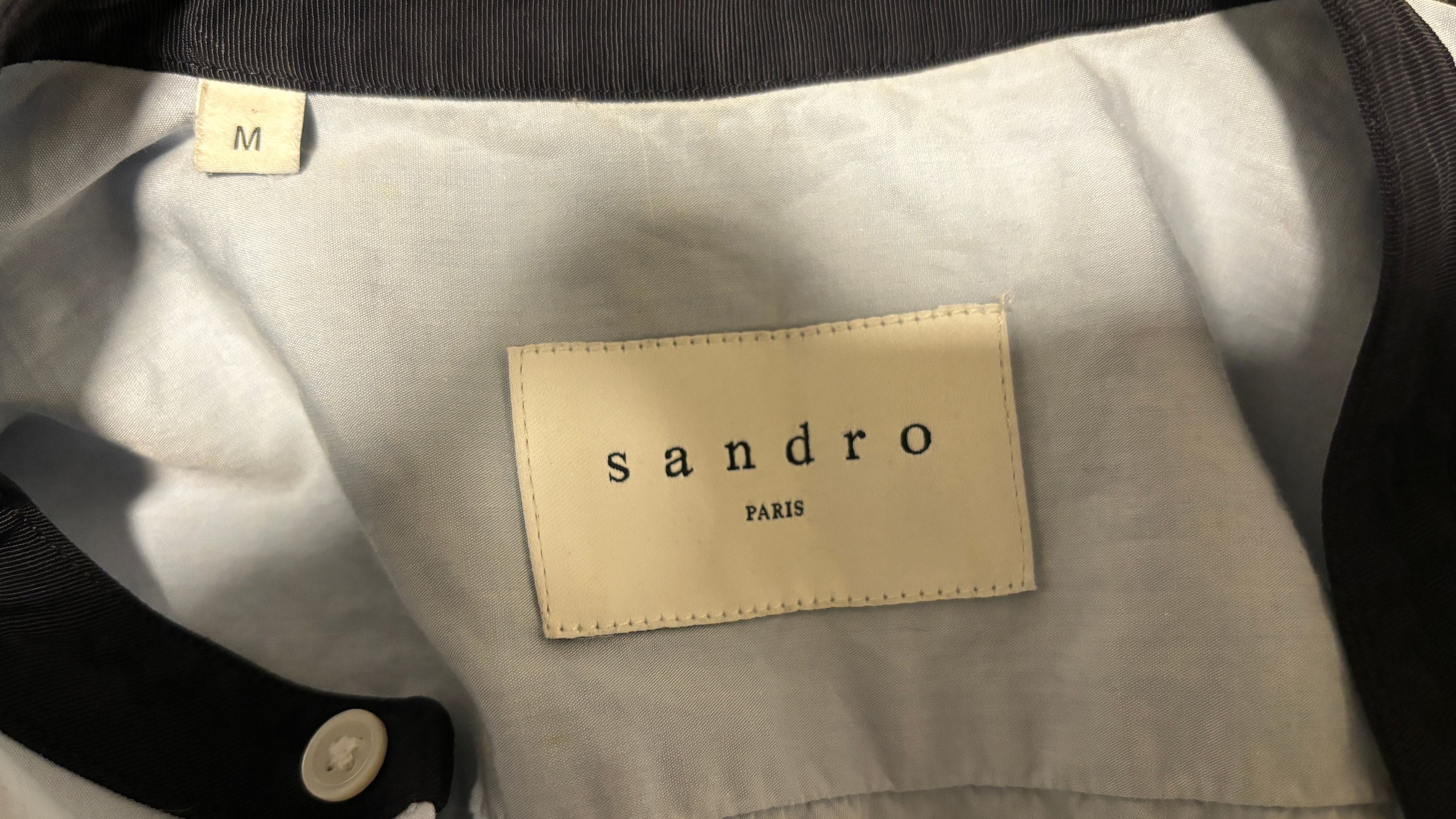 Sandro Blue Contrast Collar Button Up Shirt Size Medium Size US M / EU 48-50 / 2 - 10 Thumbnail