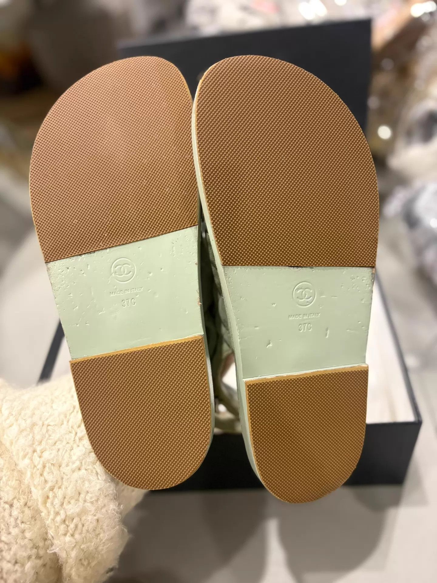 Chanel CHANEL Women's Avocado Suede Velcro Sandals EUR 37 Size US 6.5 / IT 36.5 - 5 Thumbnail