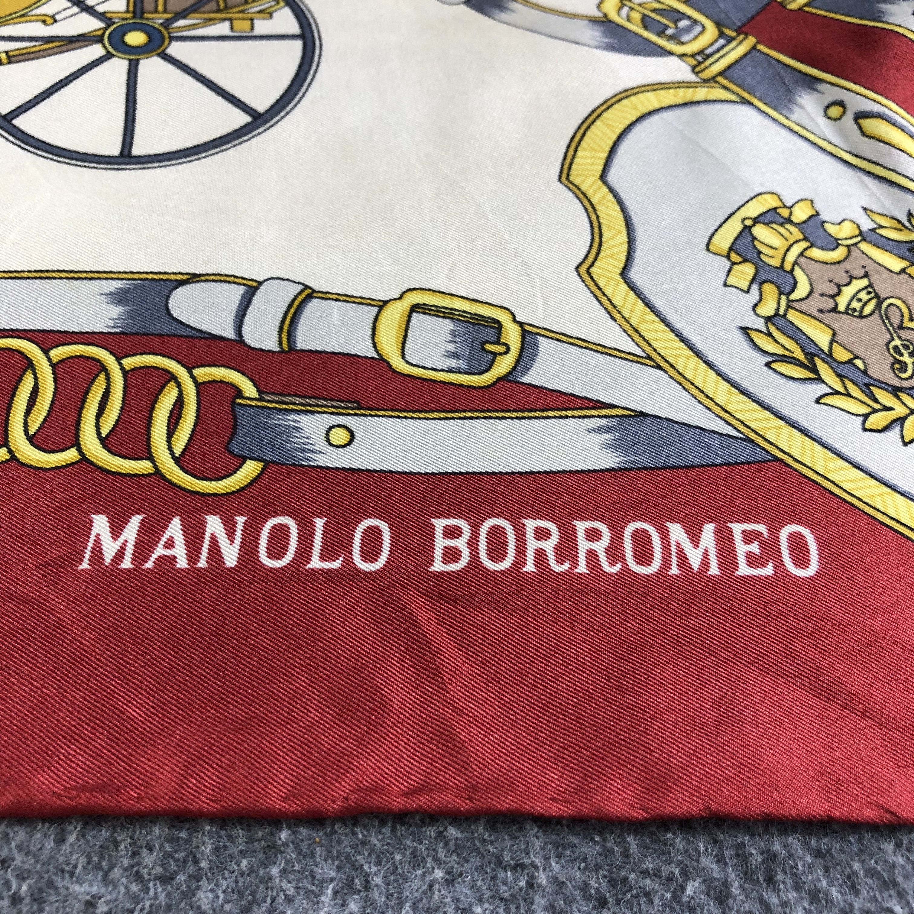 Vintage Manolo Borromeo Luxury Hand Rolled Silk Scarf M433 Size ONE SIZE - 3 Thumbnail