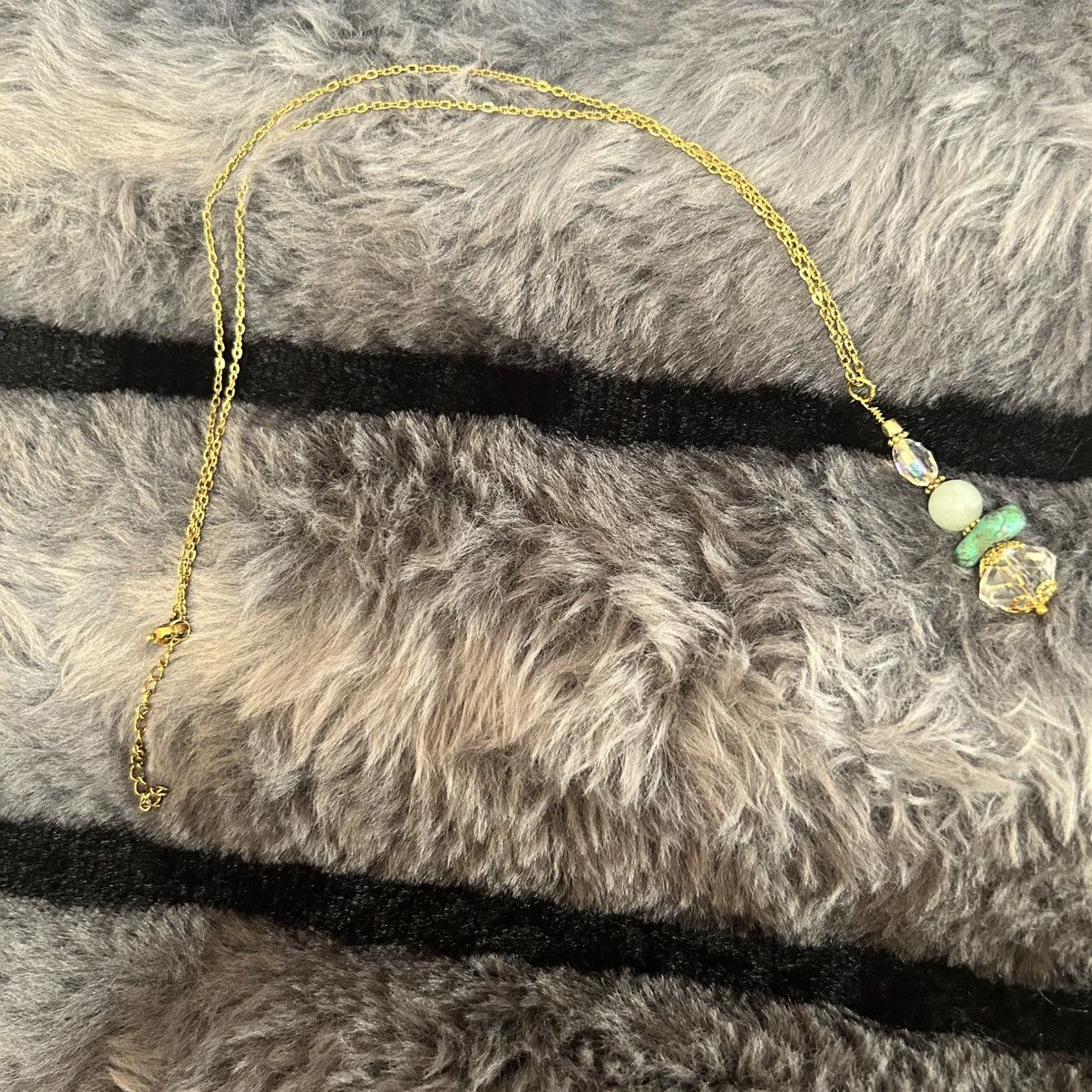Handmade Handcrafted vintage bead turquoise quartz drop necklace Size ONE SIZE - 6 Thumbnail
