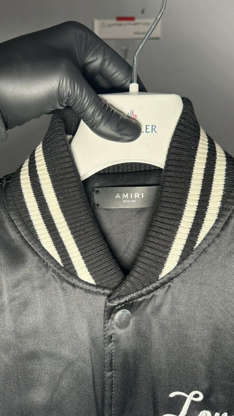 Amiri AMIRI “Lovers” Satin Varsity Jacket - Black - Size Medium Size US M / EU 48-50 / 2 - 5 Thumbnail