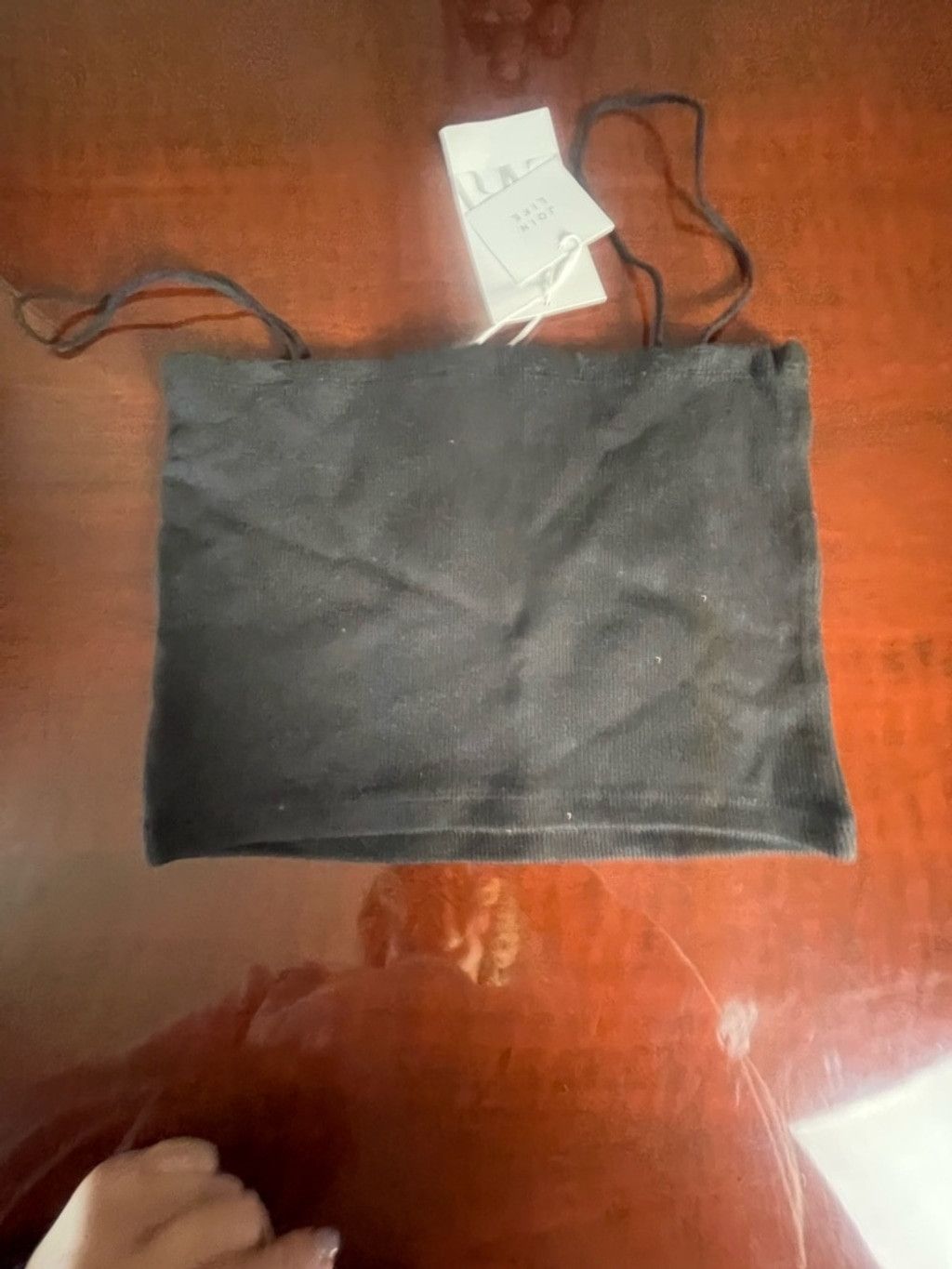 Zara ZARA Black Ribbed Crop Top Spaghetti Strap Minimalist Sz L Size L / US 10 / IT 46 - 3 Thumbnail