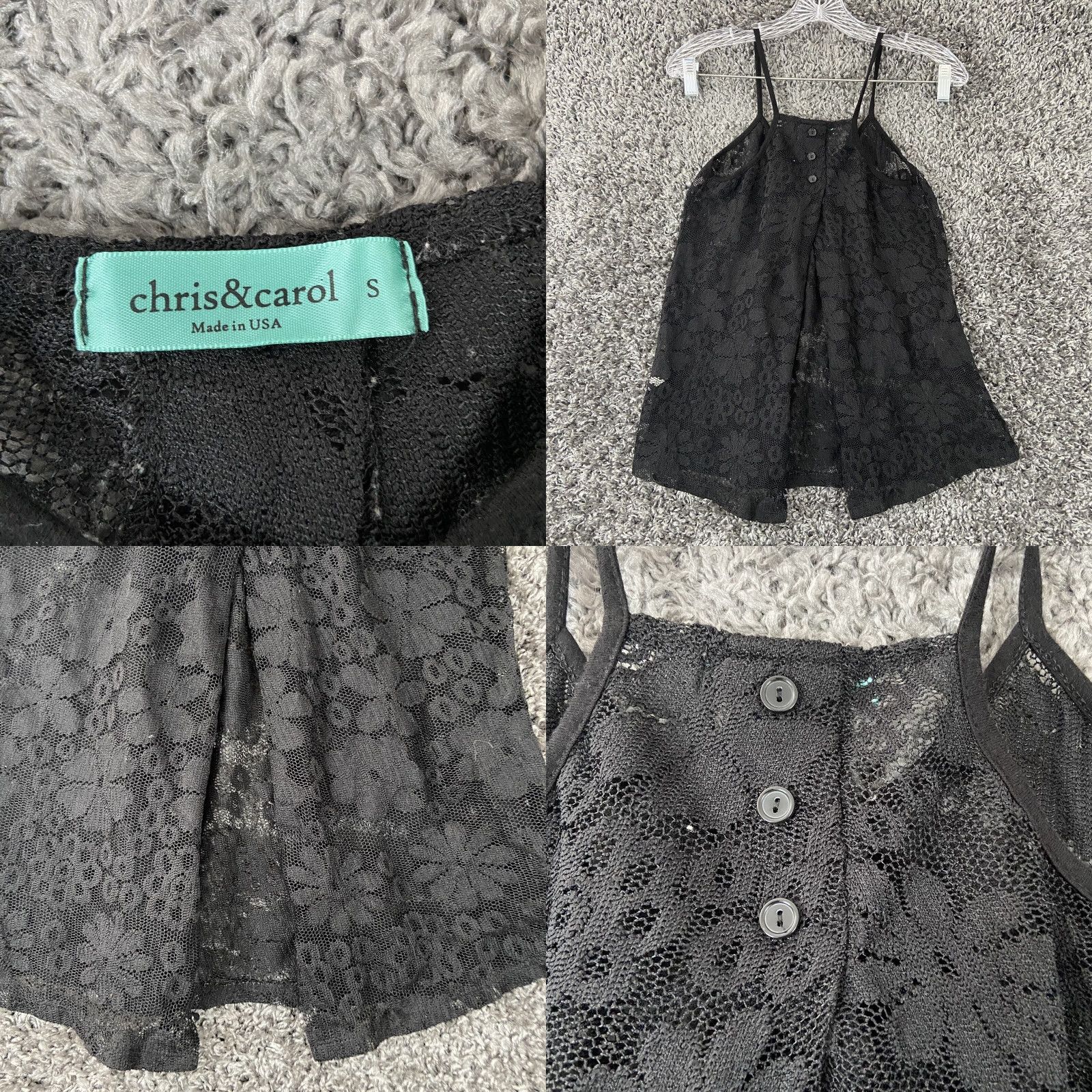 Vintage Chris & Carol Tank Shirt Women Lace Black Spaghetti Straps Small S Womens Size S / US 4 / IT 40 - 8 Thumbnail