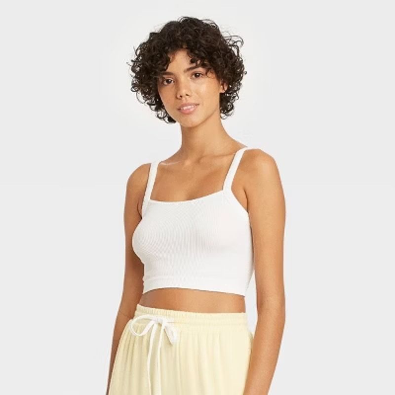 Other Colsie White Ribbed Knit Seamless Brami Crop Tank Top Medium ...