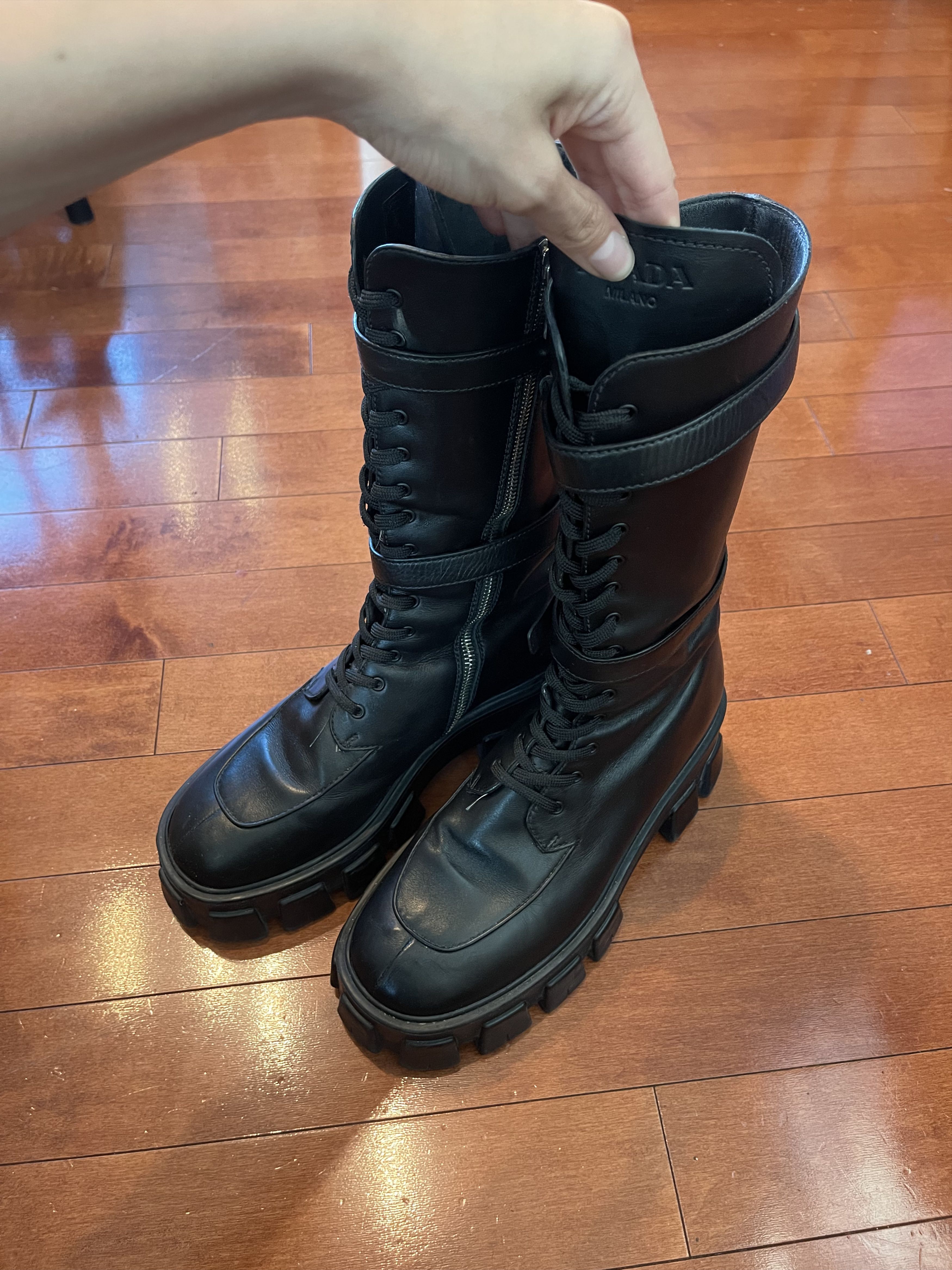Prada Prada Monolith Leather Tall Boots Size US 9 / IT 39 - 4 Thumbnail