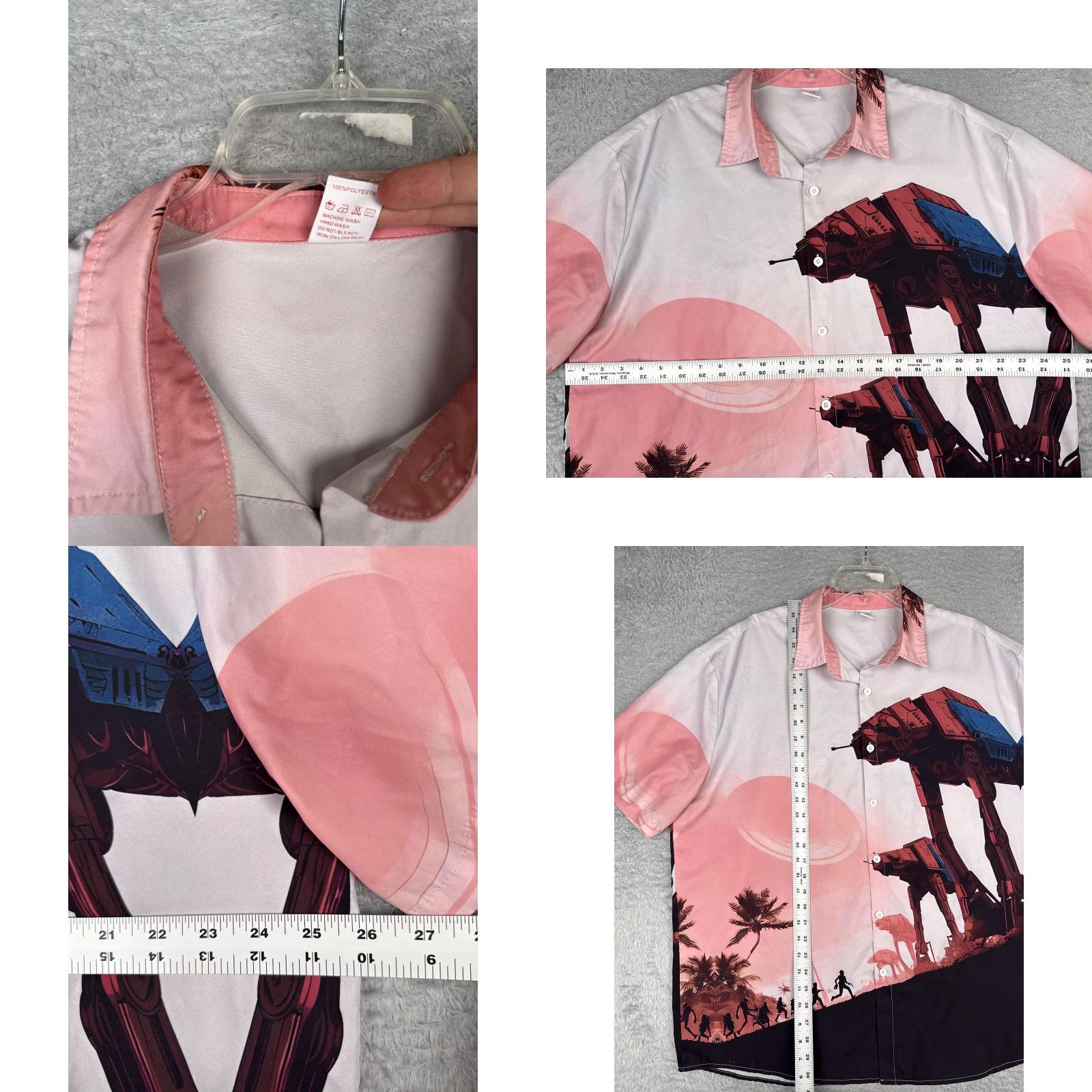 Star Wars HOO Shirt Mens 2XL Multicolor Short Sleeve Hawaiian Button Up Star Wars AT-AT Size US XXL / EU 58 / 5 - 8 Thumbnail