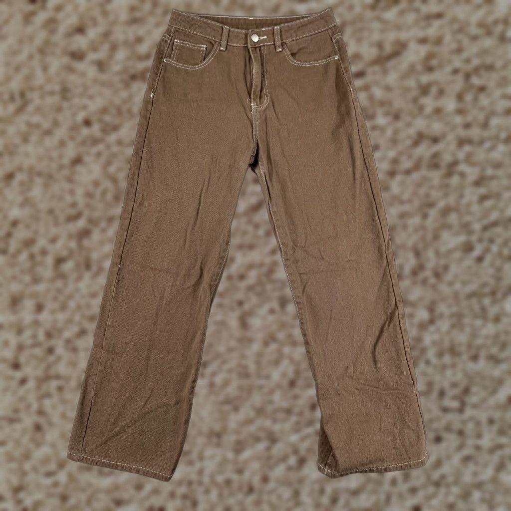 Shein SheIn Denim Jeans Straight Leg Pants Womens Medium Brown 5-Pocket Regular High Rise Cotton Stretch Jeans Size 32" / US 10 / IT 46 - 1 Thumbnail