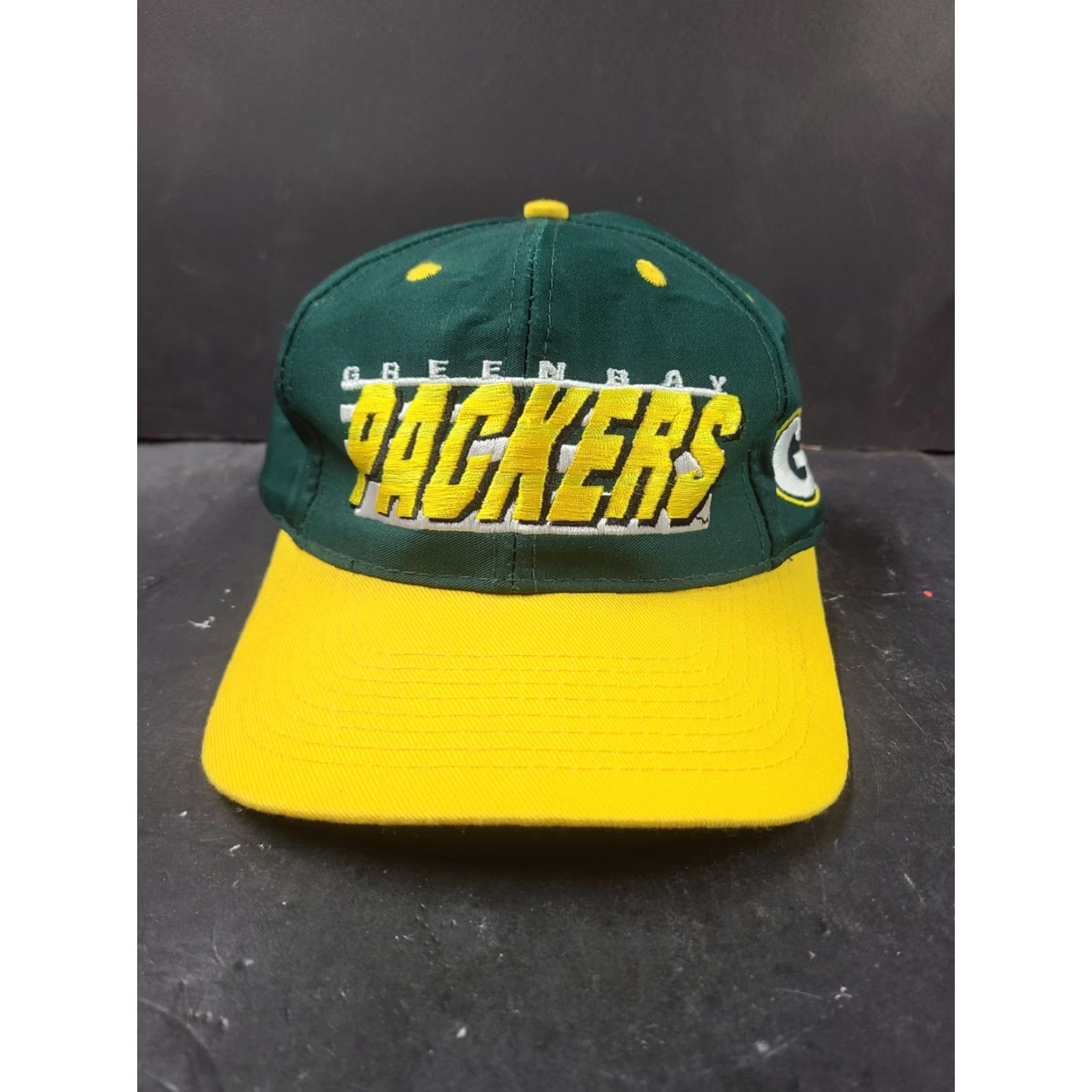 Logo Athletic VINTAGE Green Bay Packers NFL Football Snapback Hat Cap Logo Athletic Script Size ONE SIZE - 2 Thumbnail