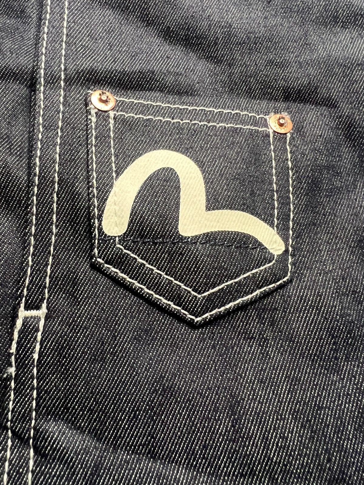 Evisu Evisu Raw Denim Indigo Swarovski Logo & Seagull Overshirt Size US L / EU 52-54 / 3 - 3 Thumbnail