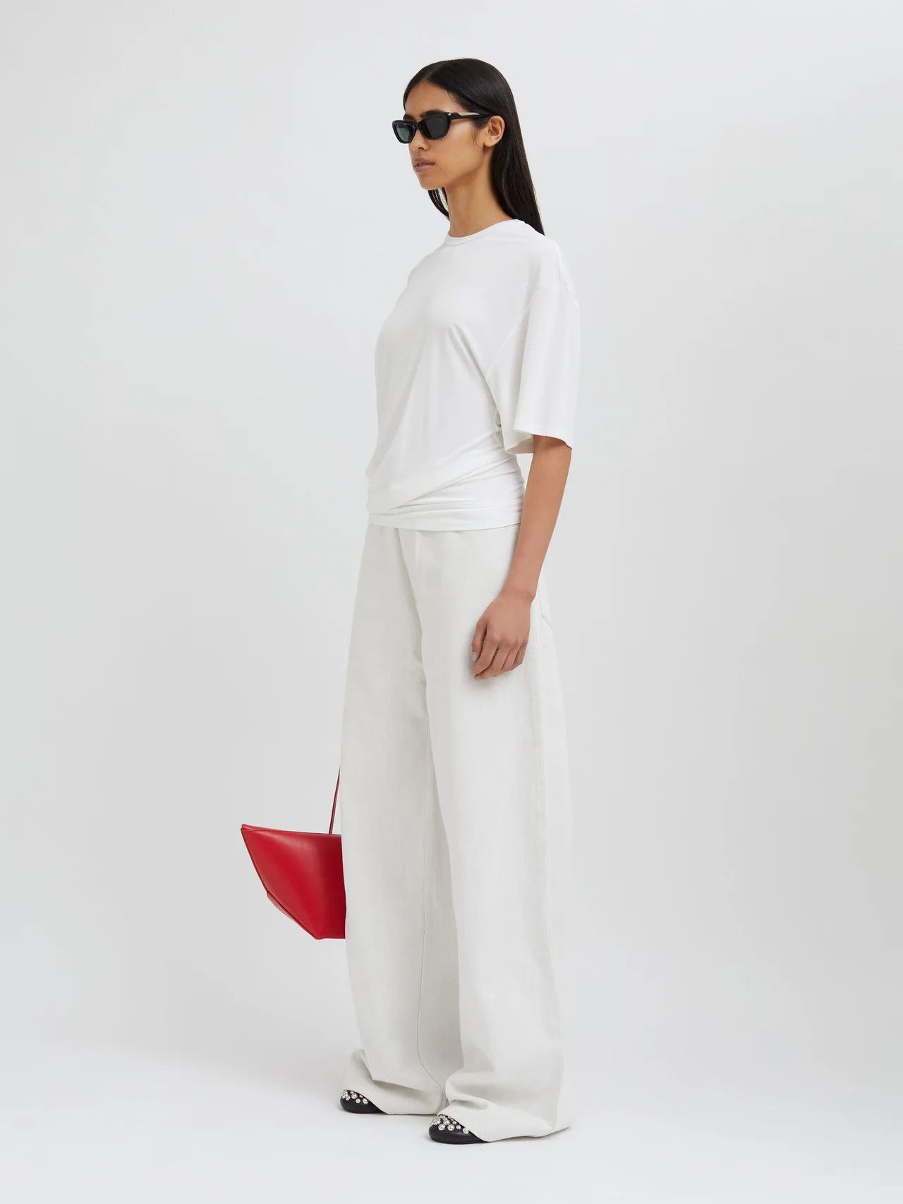 Christopher Esber o1mle1224 Side Cowl Waist T-Shirt in White Size XS / US 0-2 / IT 36-38 - 3 Thumbnail