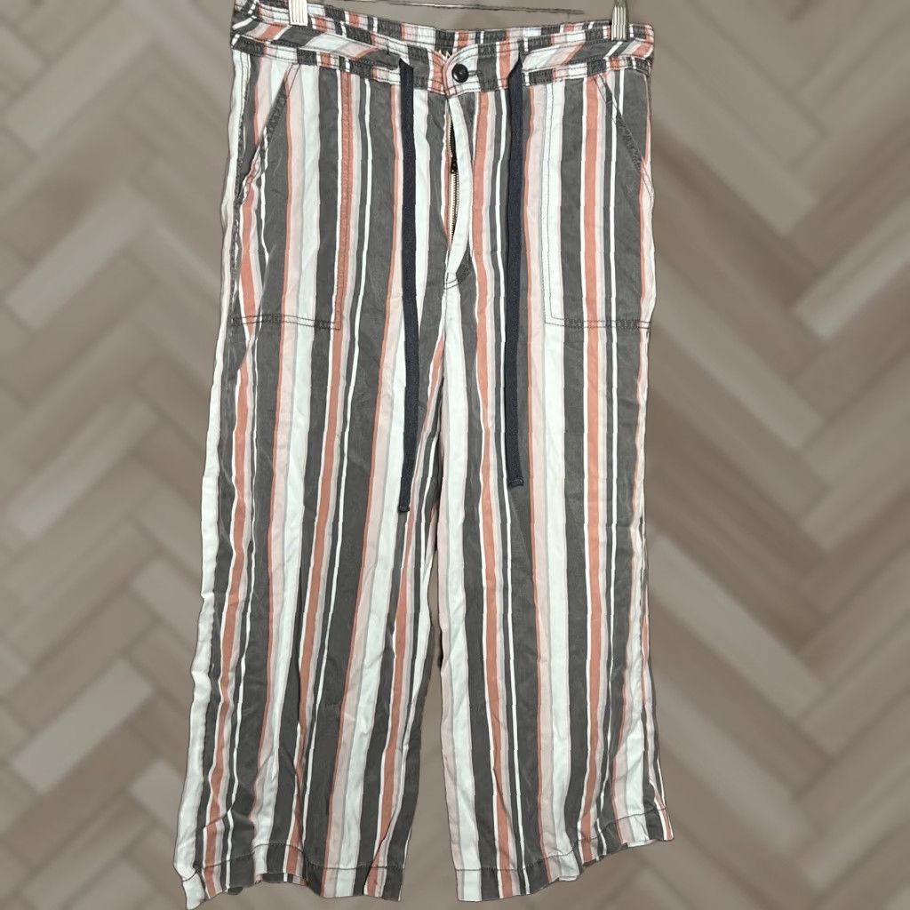 American Eagle Outfitters VINTAGE American Eagle Pants Striped Lyocell 12 Short Womens Cropped Gray Hight Rise 短? Size 34" / US 12 / IT 48 - 1 Thumbnail