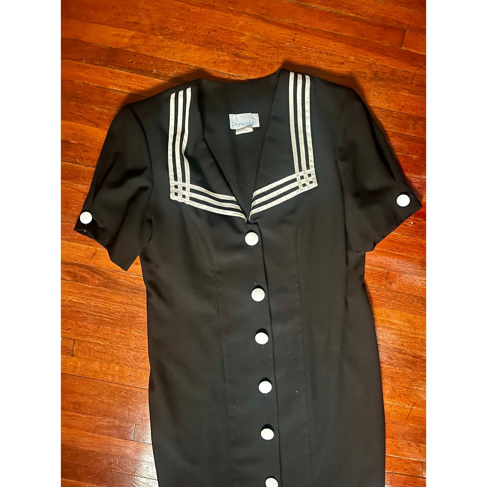 Vintage Vintage 80s Periwinkle Black White Sailor Pencil Dress Large Size L / US 10 / IT 46 - 5 Thumbnail