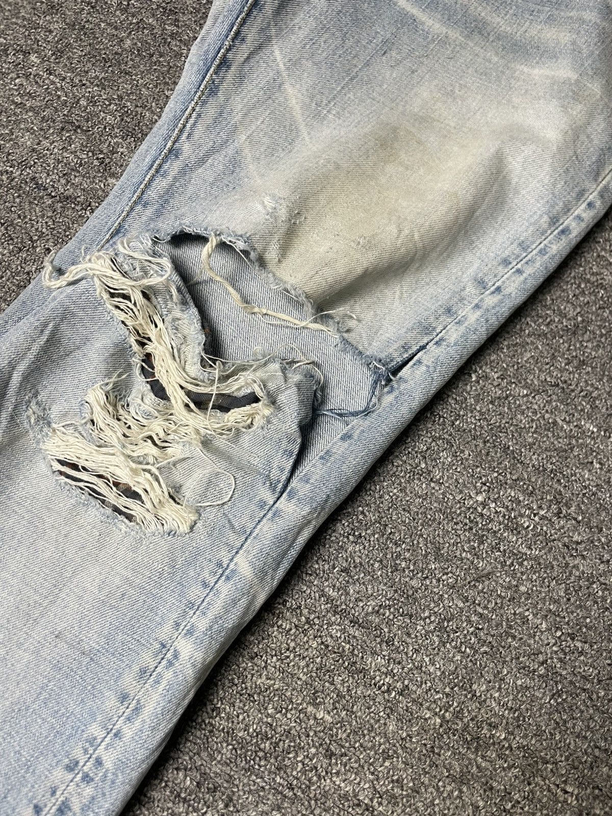 Japanese Brand × Vintage Vintage BANKROBBER Straight Cut Ripped Jeans (91) Size US 33 - 18 Thumbnail