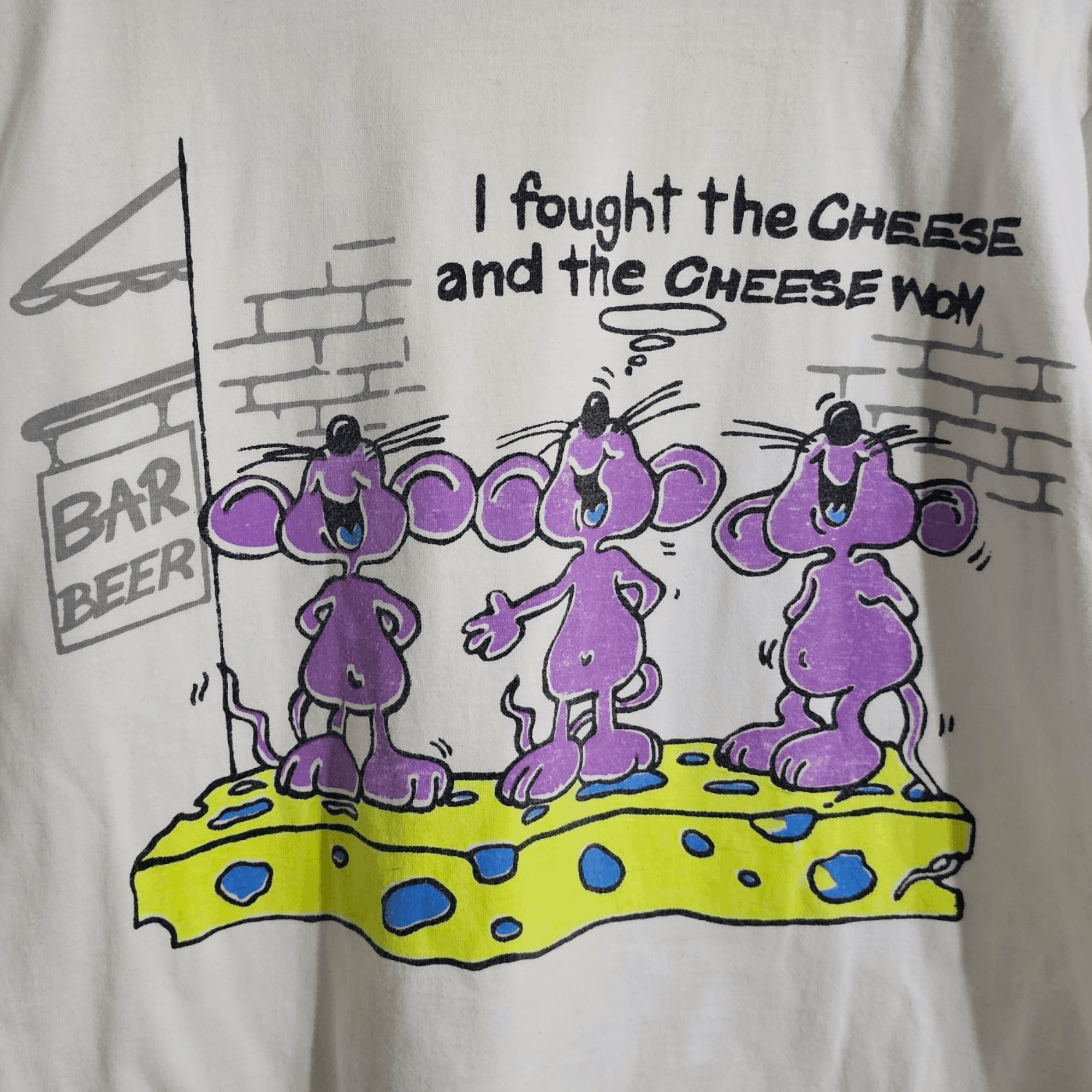 Vintage I Fought The Cheese And The Cheese Won Tee Size US XL / EU 56 / 4 - 2 Thumbnail