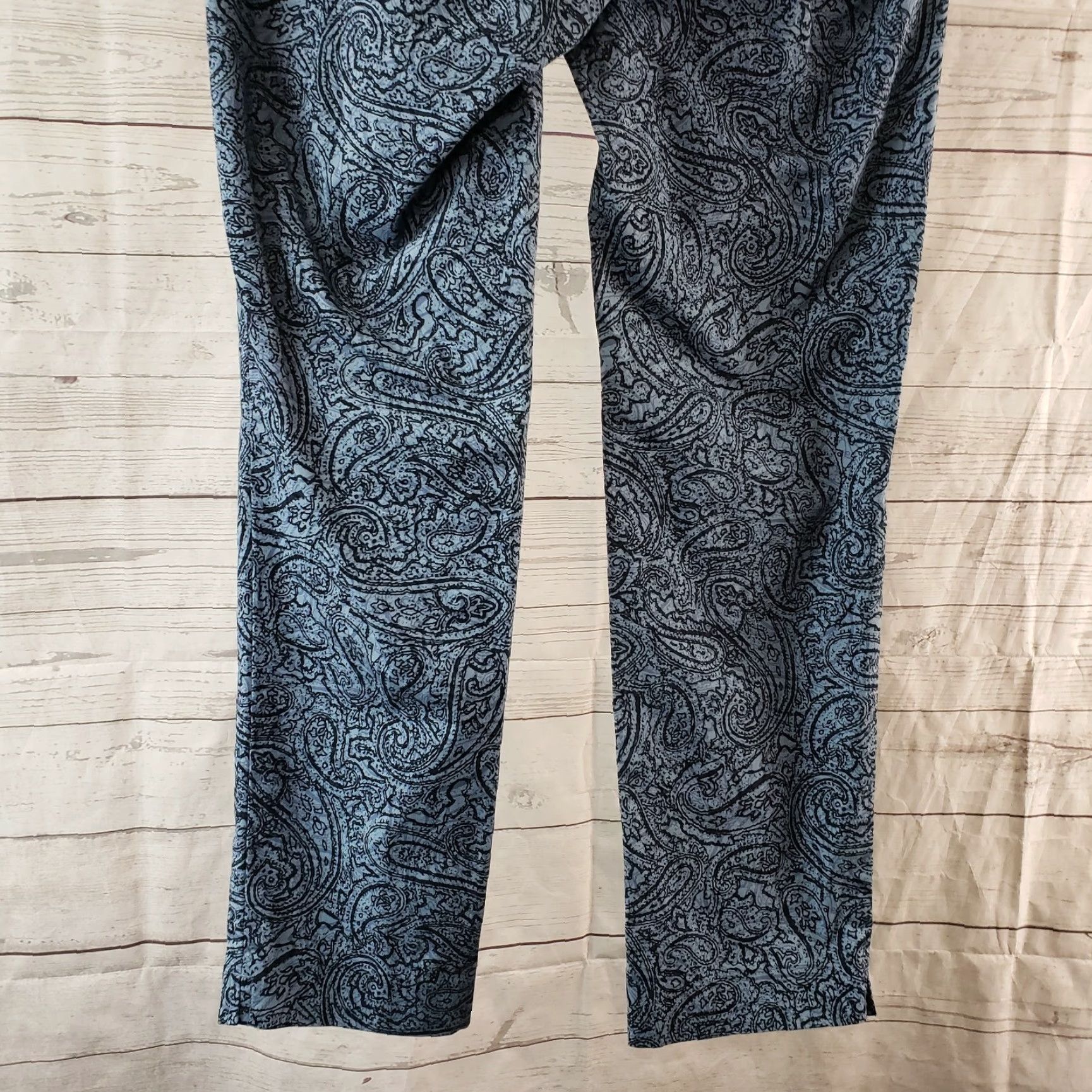 J. Jill J. Jill Womens Ankle Pants Sz 6 Blue Paisley Mid Rise Cotton Blend Chino N/A Size 28" / US 6 / IT 42 - 5 Thumbnail