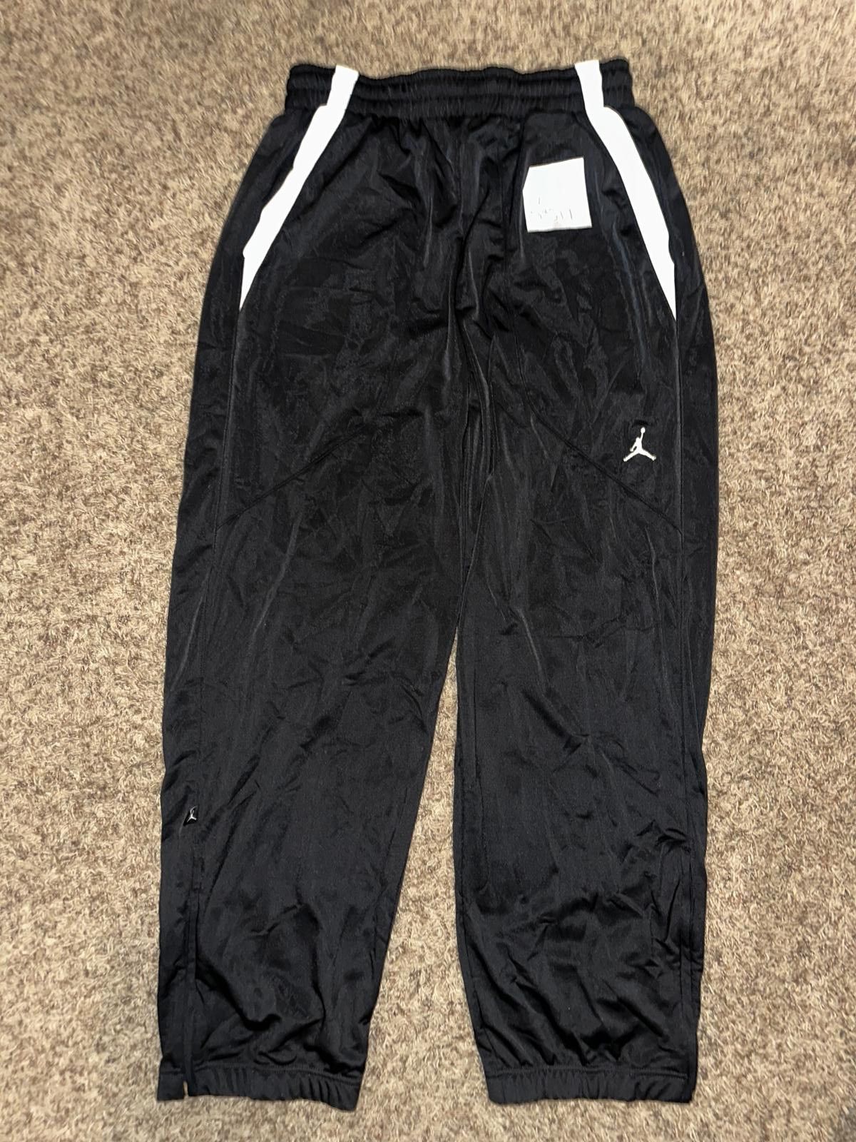 Designer VINTAGE Jordan Polyester Black/White Warm Up Track Pants Sample 2008 Size US 34 / EU 50 - 1 Thumbnail